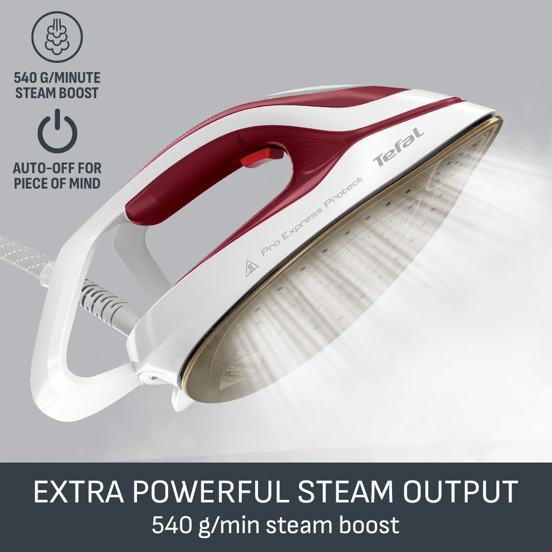 Tefal Steam Generator Iron GV9220 - 7.5 Bar, 135g/min Steam, 540g Boost | Durilium Soleplate 3
