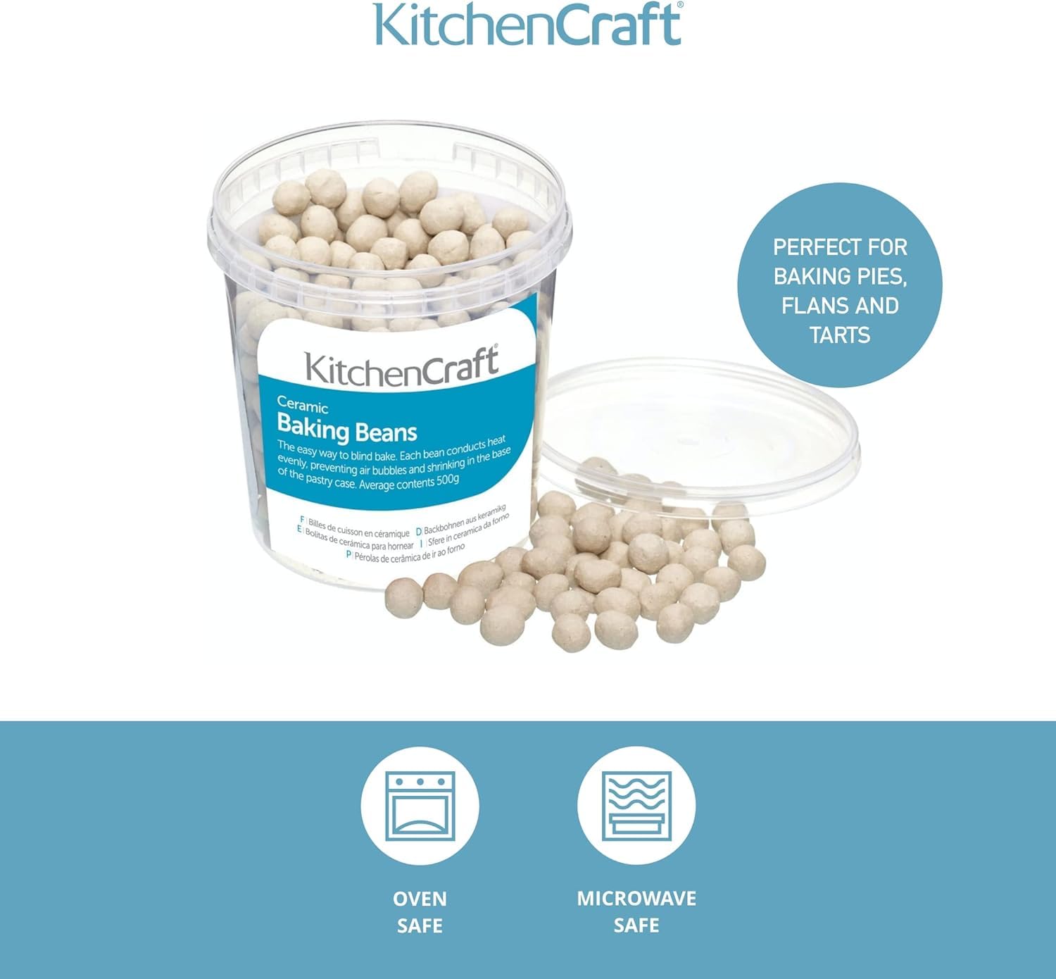 KitchenCraft Ceramic Baking Beans - 500g for Blind Baking | Reusable & Heat Resistant 2