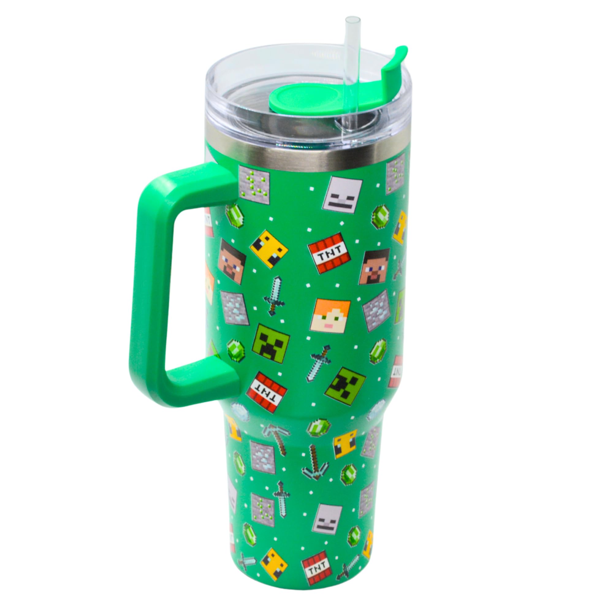 HOX Minecraft 1.2L Insulated Tumbler Mug - Cold 17Hrs Hot 5Hrs | Leak Proof Travel Mug with Straw & Lid 3