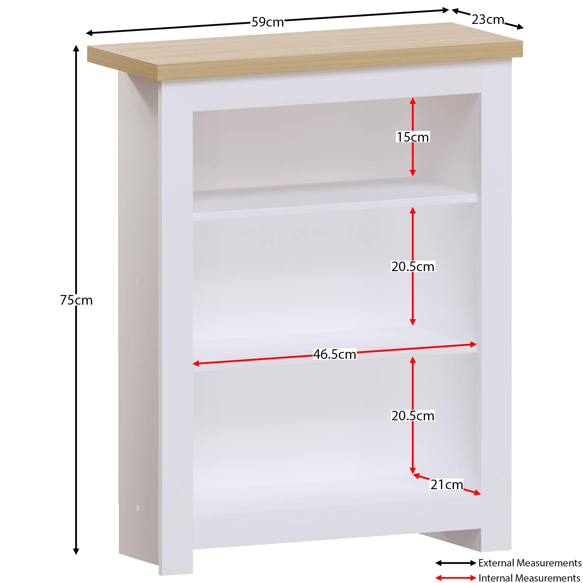 Vida Designs Arlington 3 Tier Bookcase - Modern White Finish | 75 x 60 x 24 cm 3