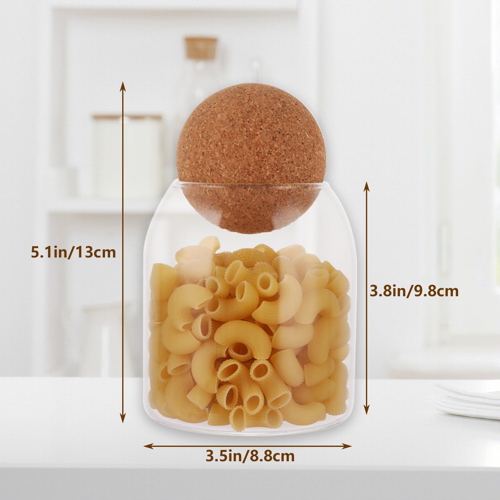 ASelected 3 Pcs Glass Storage Jar with Cork Ball Lid 500ML for Coffee, Tea, Spices | Air Tight 2
