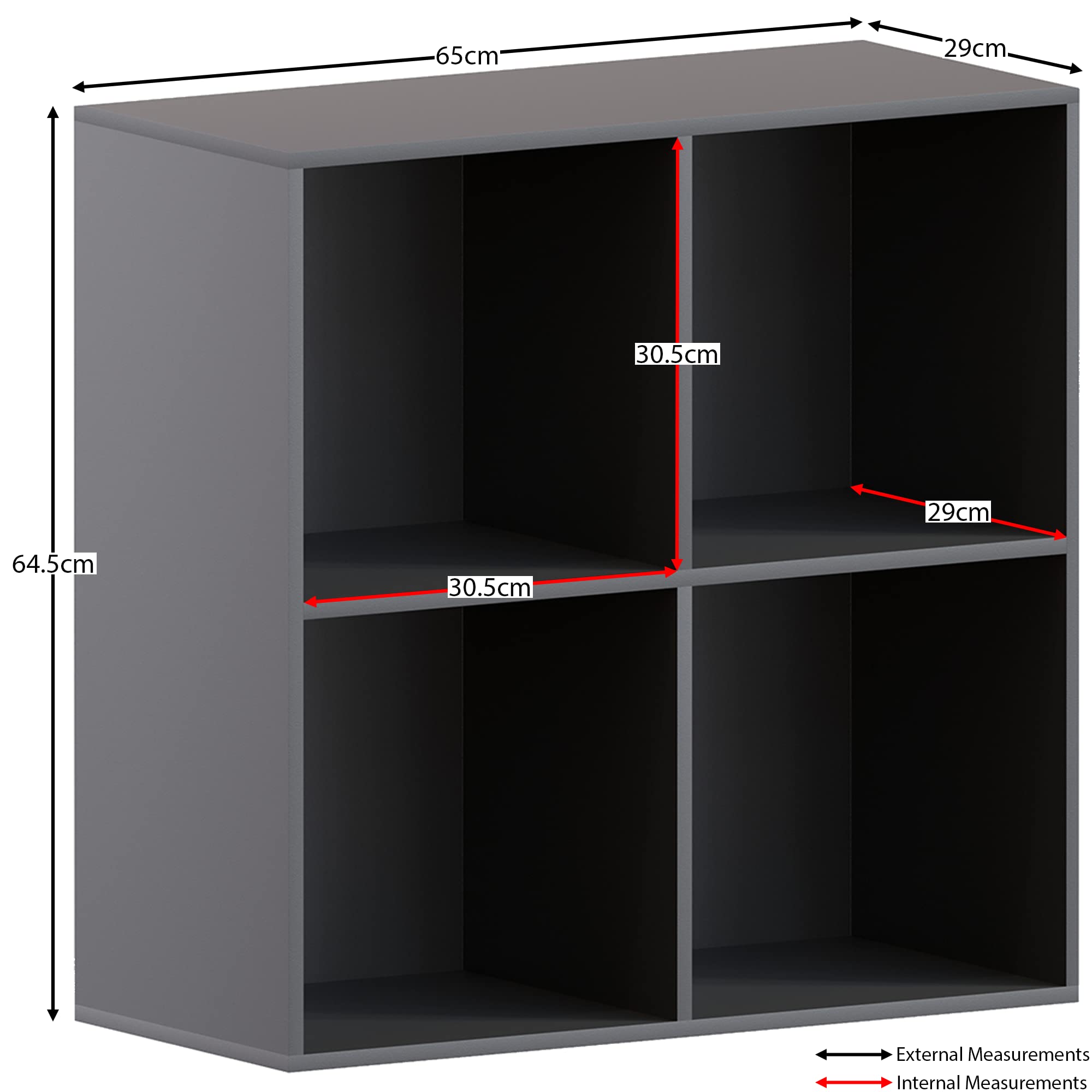 Vida Designs Durham Cube Bookcase - 4 Cube Storage | Black | MDF & Chipboard 2