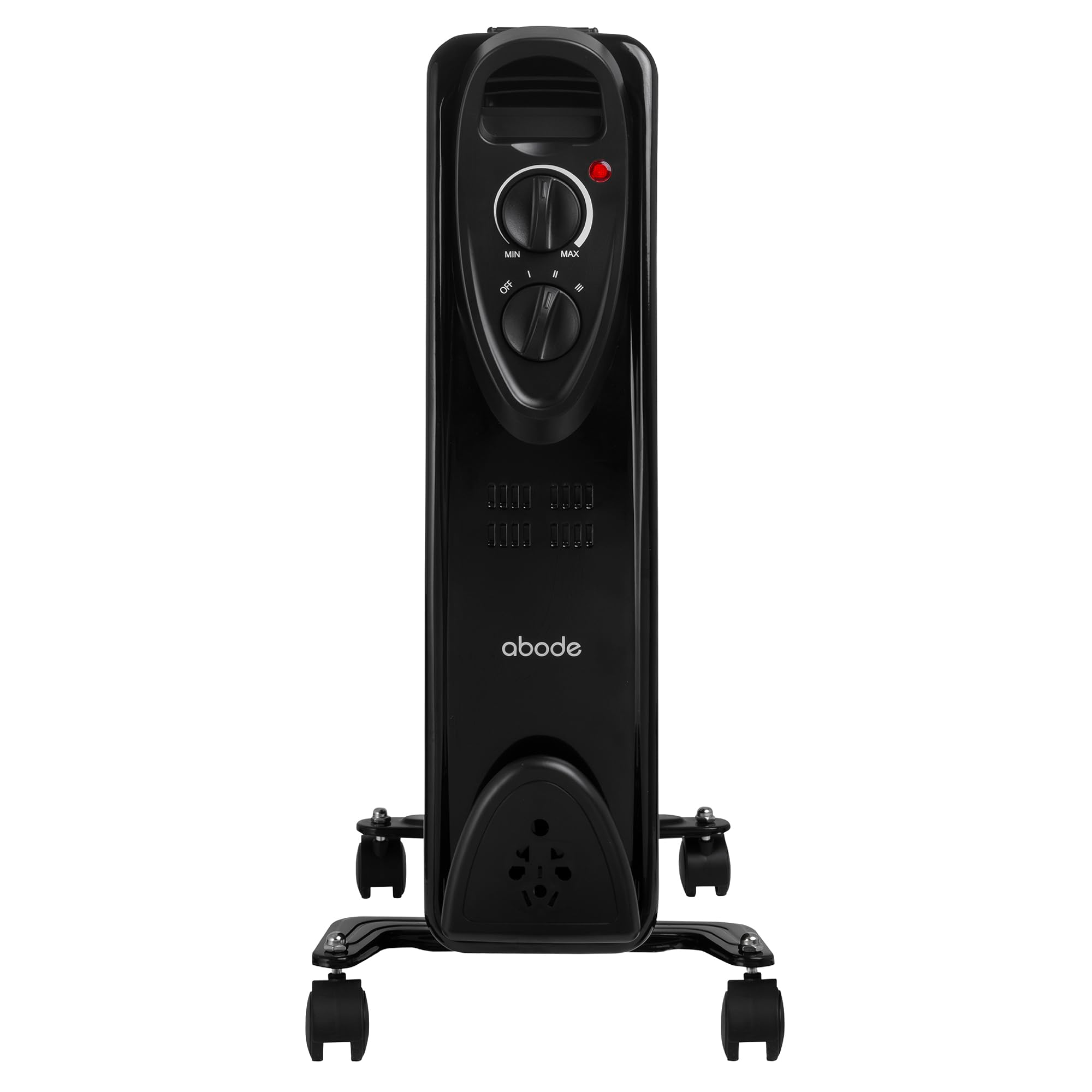 Abode 9 Fin Oil Filled Radiator 2000W Portable Electric Heater | 3 Heat Settings | Black