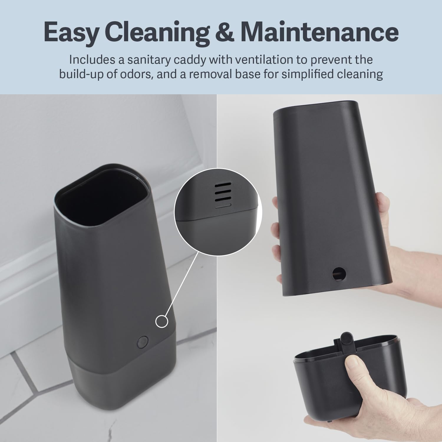 Casabella Smart Scrub Toilet Brush with Caddy | Flexible TPR Silicone | Black 8