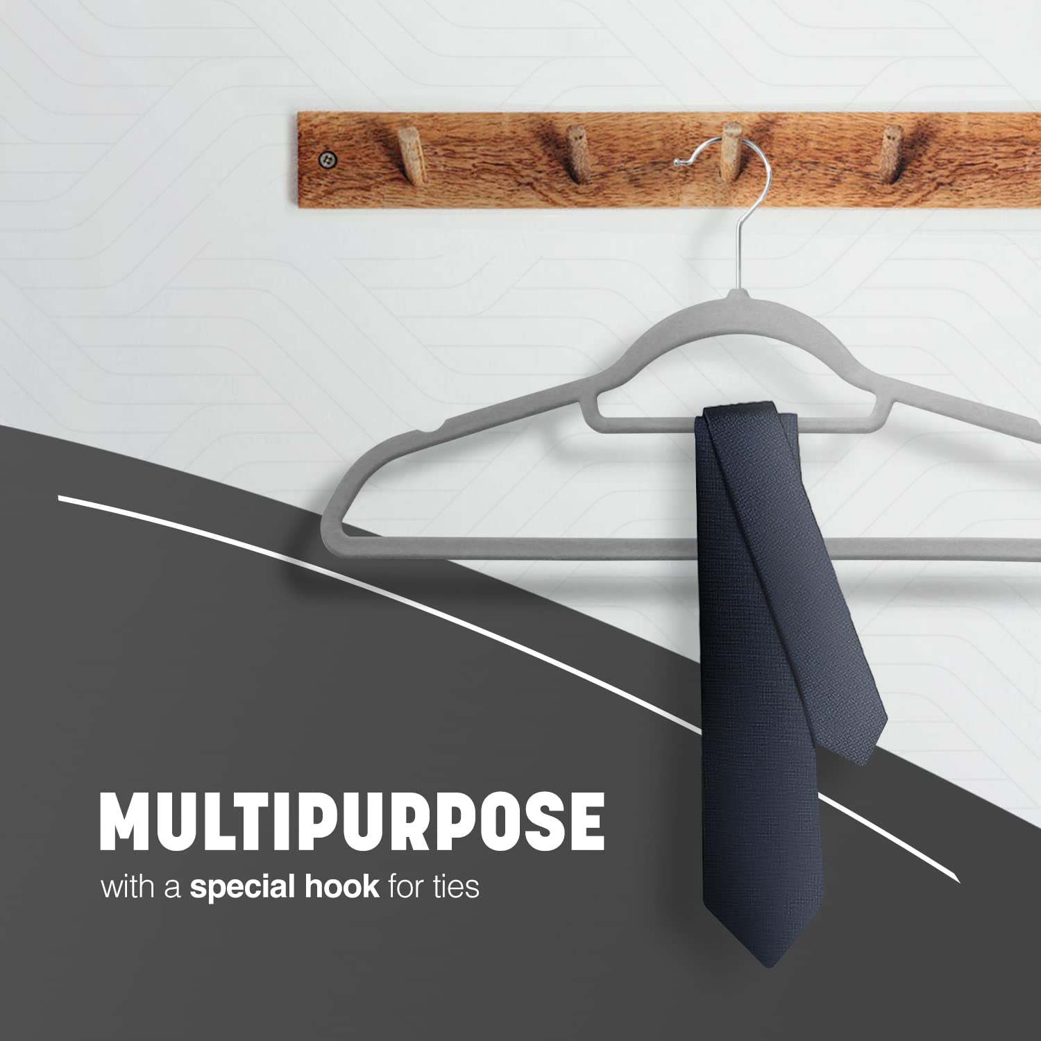 KEPLIN Velvet Hangers - 20 Pack Non-Slip Clothes Hangers with Tie Bar | 4.5kg Capacity | Grey 6