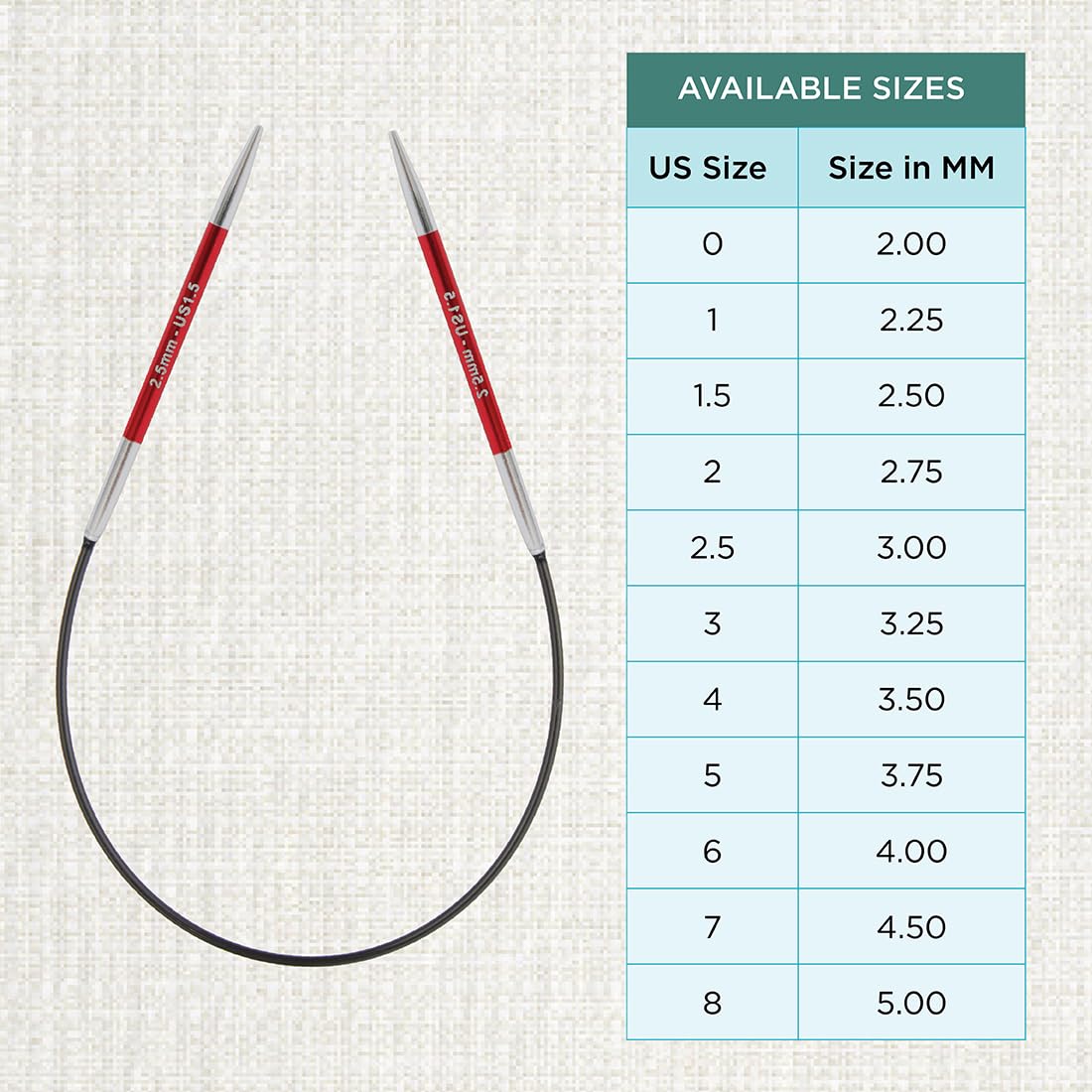 KnitPro Zing Fixed Circular Knitting Needles - 2.5mm Size | 22.5cm Length | Lightweight Aluminium 4