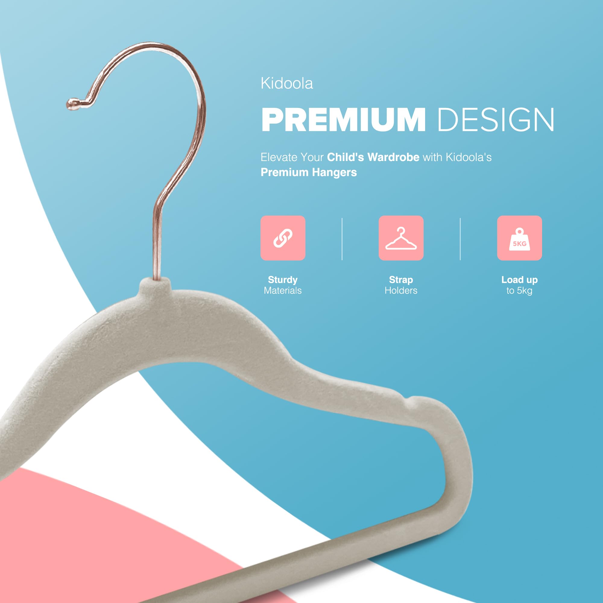 kidoola Velvet Baby Hangers - 20 Count for Newborn to 24 Months | Ivory/Rose Gold 4