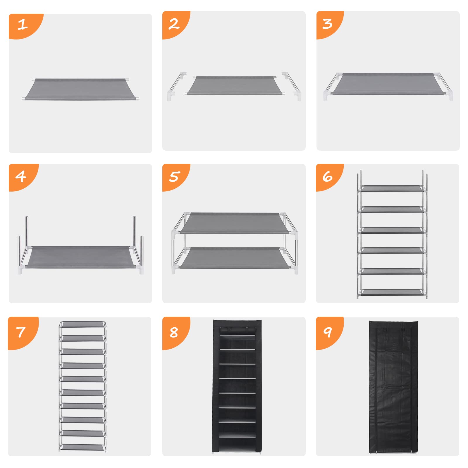 Rainberg 10 Tier Shoe Rack with Dustproof Cover | Holds 27-35 Pairs | 45kg Capacity 5