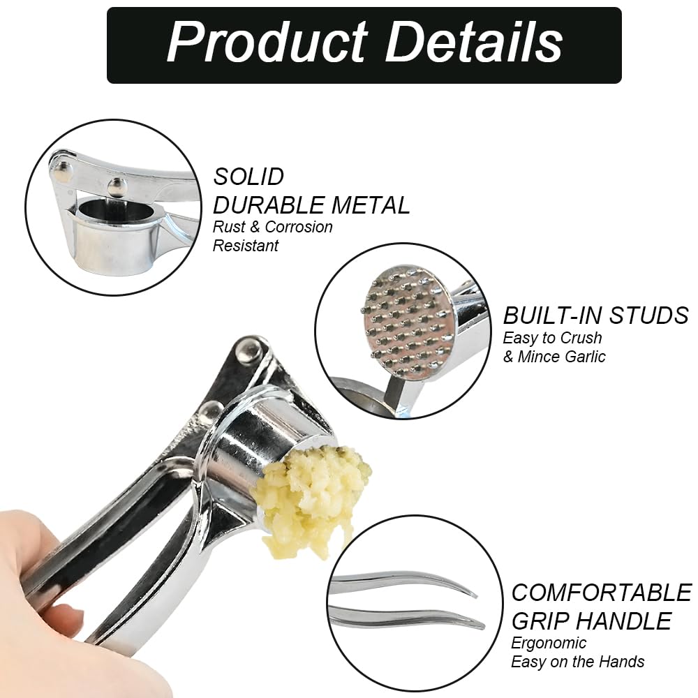 Armo Home Stainless Steel Garlic Press Mincer Crusher | Dishwasher Safe | Includes Cleaning Brush 3