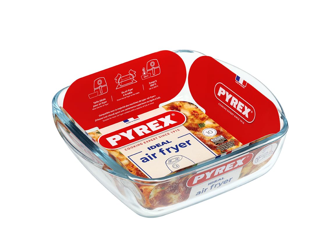 Pyrex Prepware Square Glass Casserole Dish - 1L Capacity | 20x17 cm | Thermal Shock Resistant 2