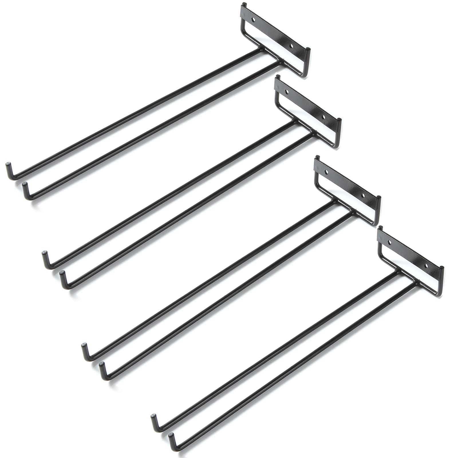 ASelected 4-Piece Wall Mounted Stemware Rack - Black Carbon Steel | Holds 3-4 Glasses Per Rack 1