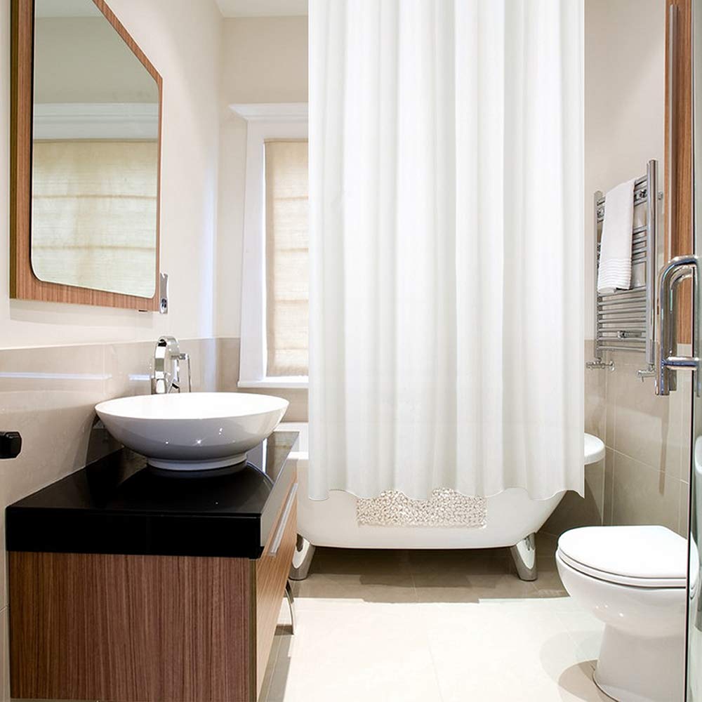 ANSIO Premium Polyester Shower Curtain - Solid White | Mould & Mildew Resistant | 180cm x 200cm 3