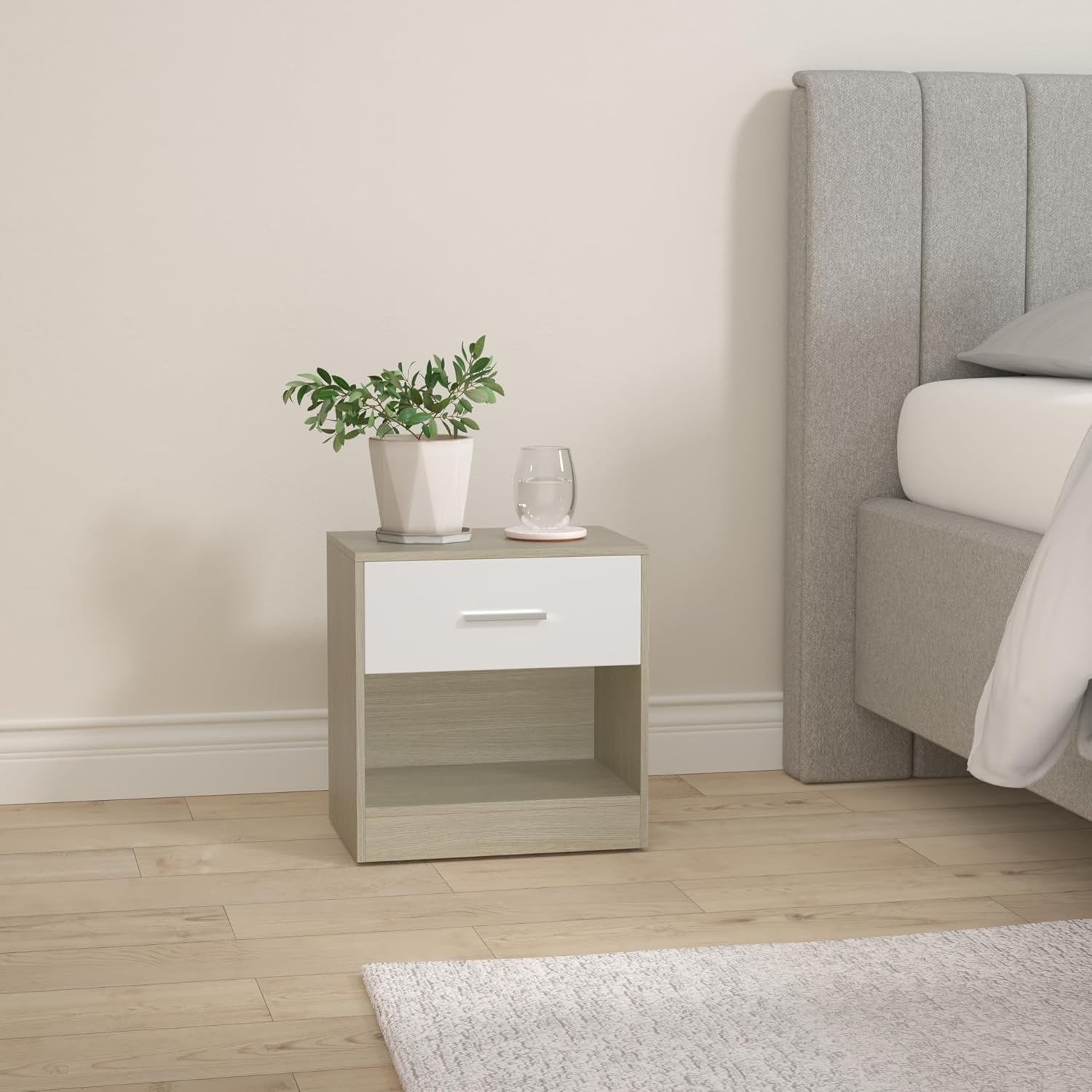 VASAGLE Bedside Table - Modern Look | Drawer & Open Compartment | 39x28x41 cm 2