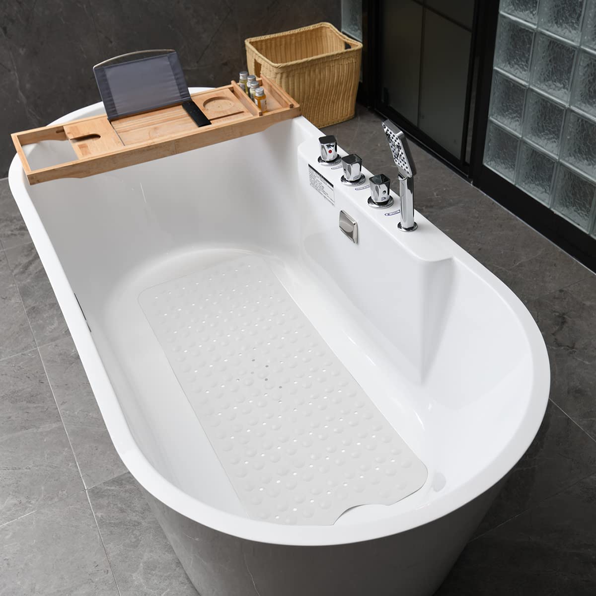 ANSIO Long Non-Slip Shower Mat | Latex-Free PVC | Anti-Mould | 102 x 40cm White 7