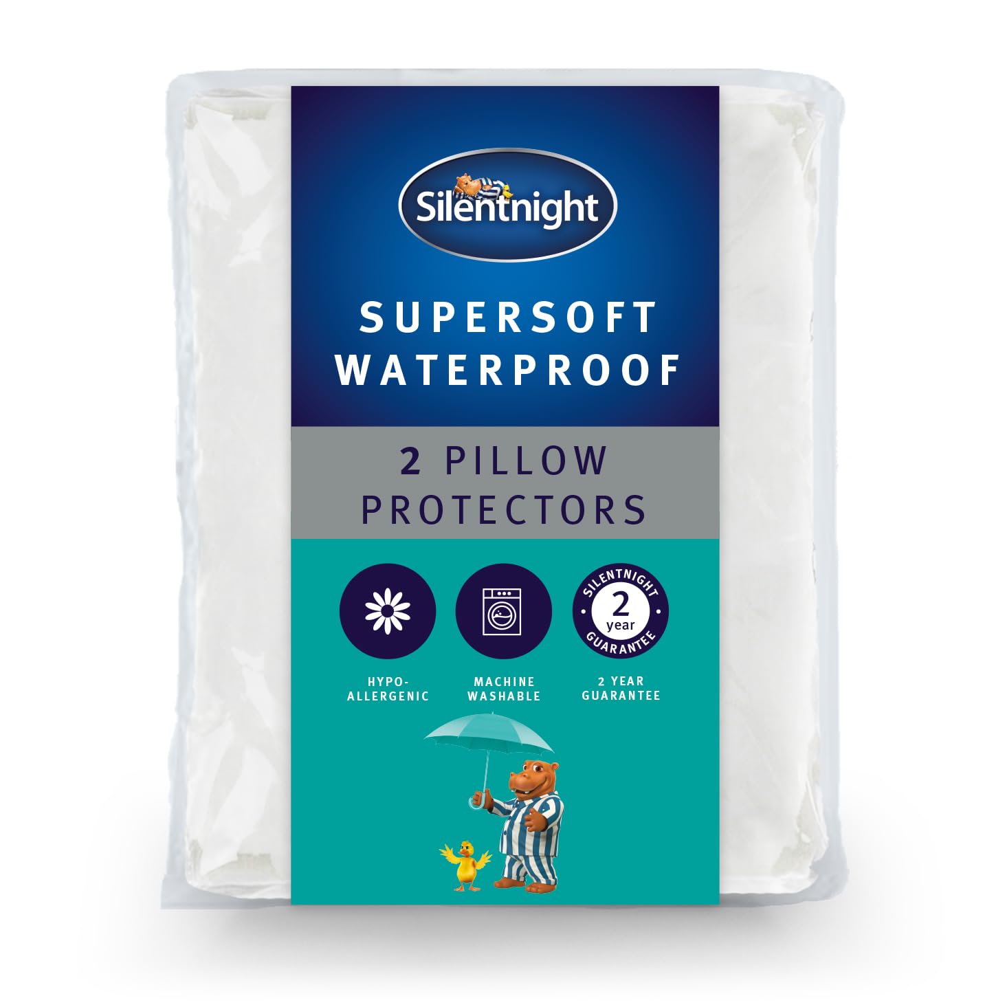 Silentnight Supersoft Quilted Waterproof Pillow Protector - Microfibre, White | Pack of 2 1