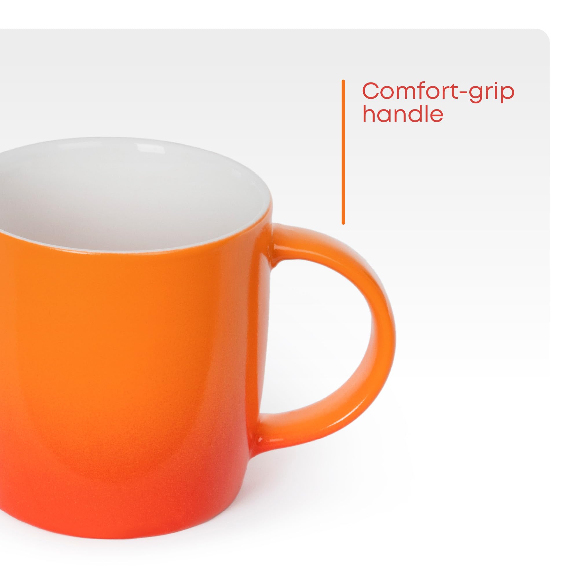 FiNeWaY Stoneware Coffee Mugs Set of 6 - 325ml Capacity, Stackable, Multicolour 5