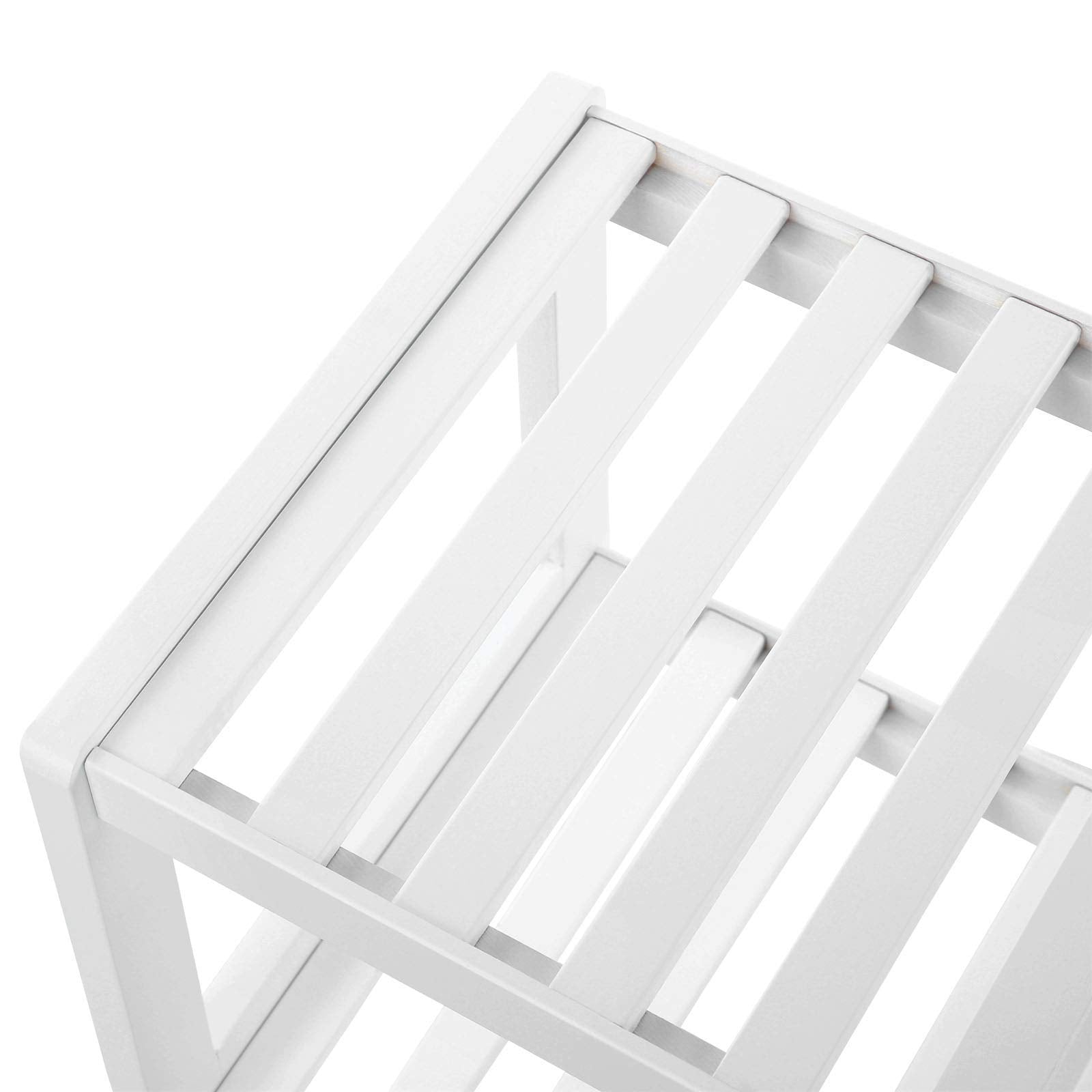 SONGMICS 2 Tier Bamboo Shoe Rack Bench - White Finish | 70 x 26 x 33 cm | 10kg Capacity per Shelf 6