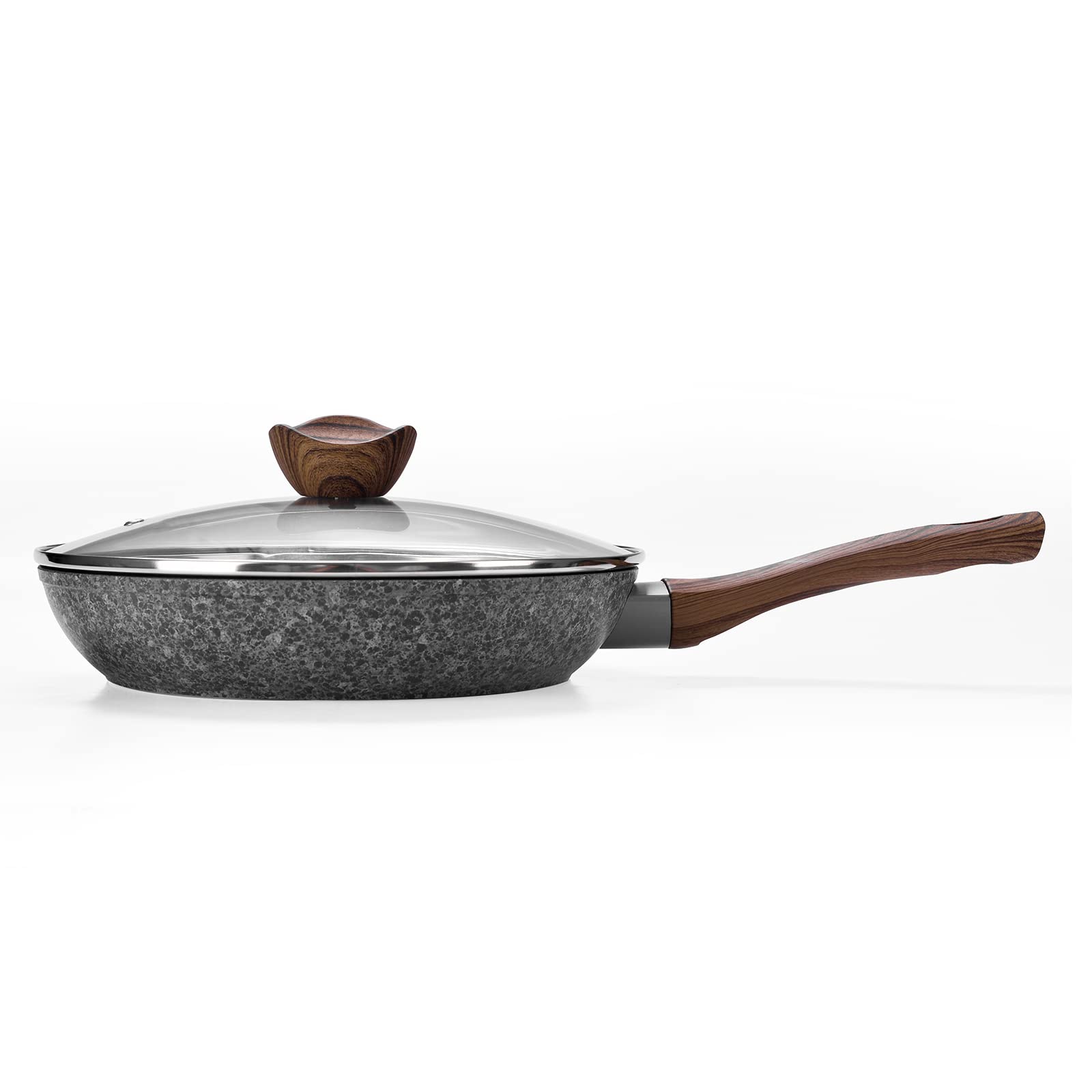 Rainberg 26CM Granite Nonstick Frying Pan with Lid | Induction Compatible Aluminium 9