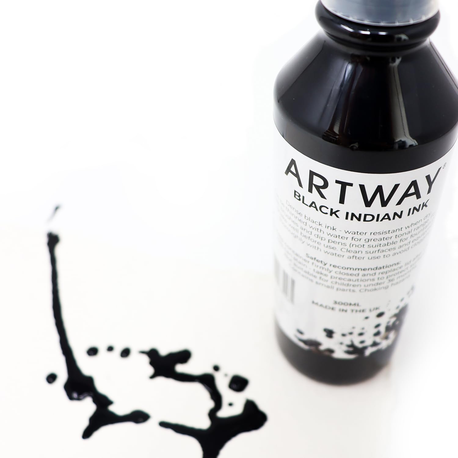 Artway Black Indian Ink - 300ml Permanent Water Resistant Ink for Drawing & Calligraphy 2