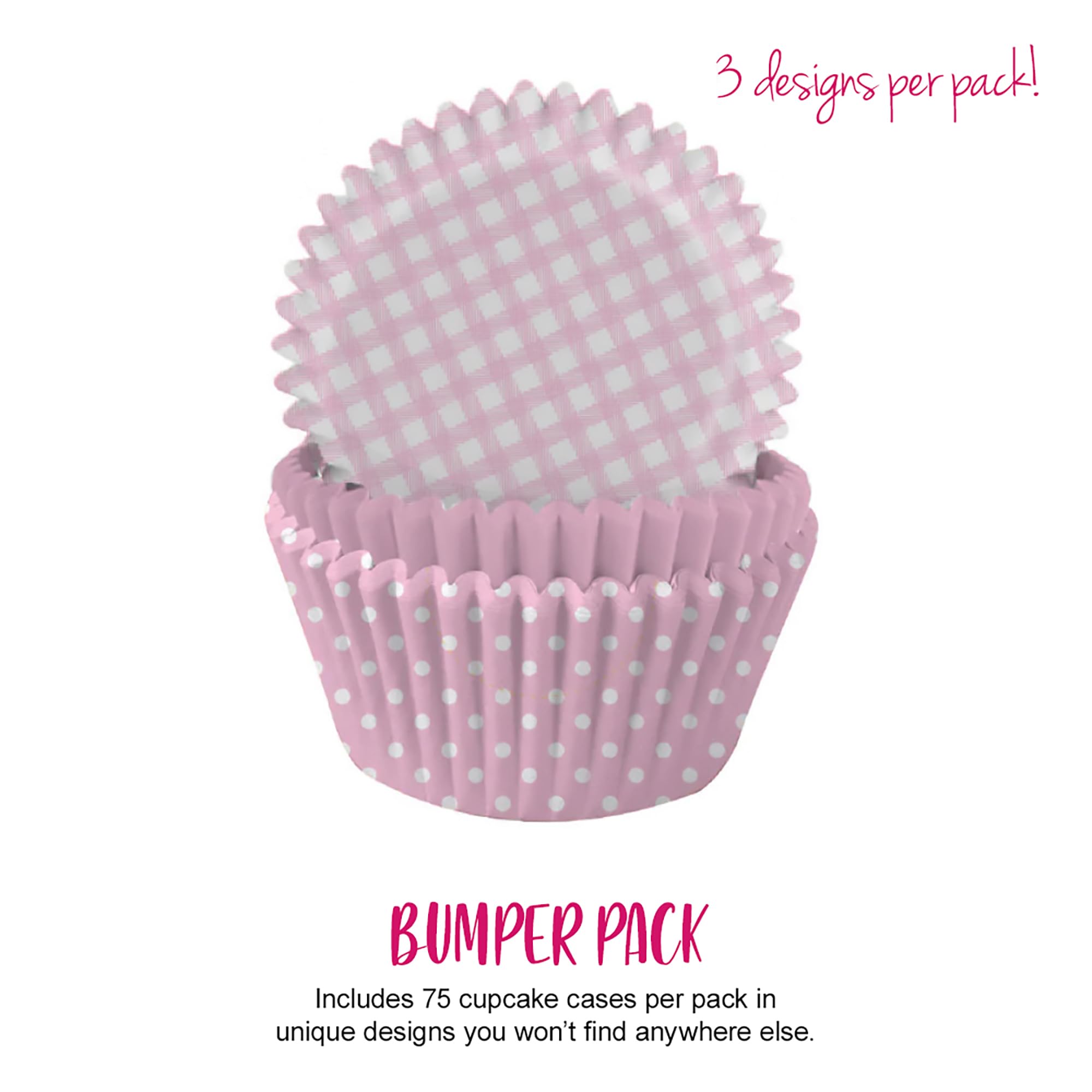 Anniversary House Pastel Pink Gingham & Polka Mix Disposable Baking Cups | 75 Count | 3.2 x 5cm 2