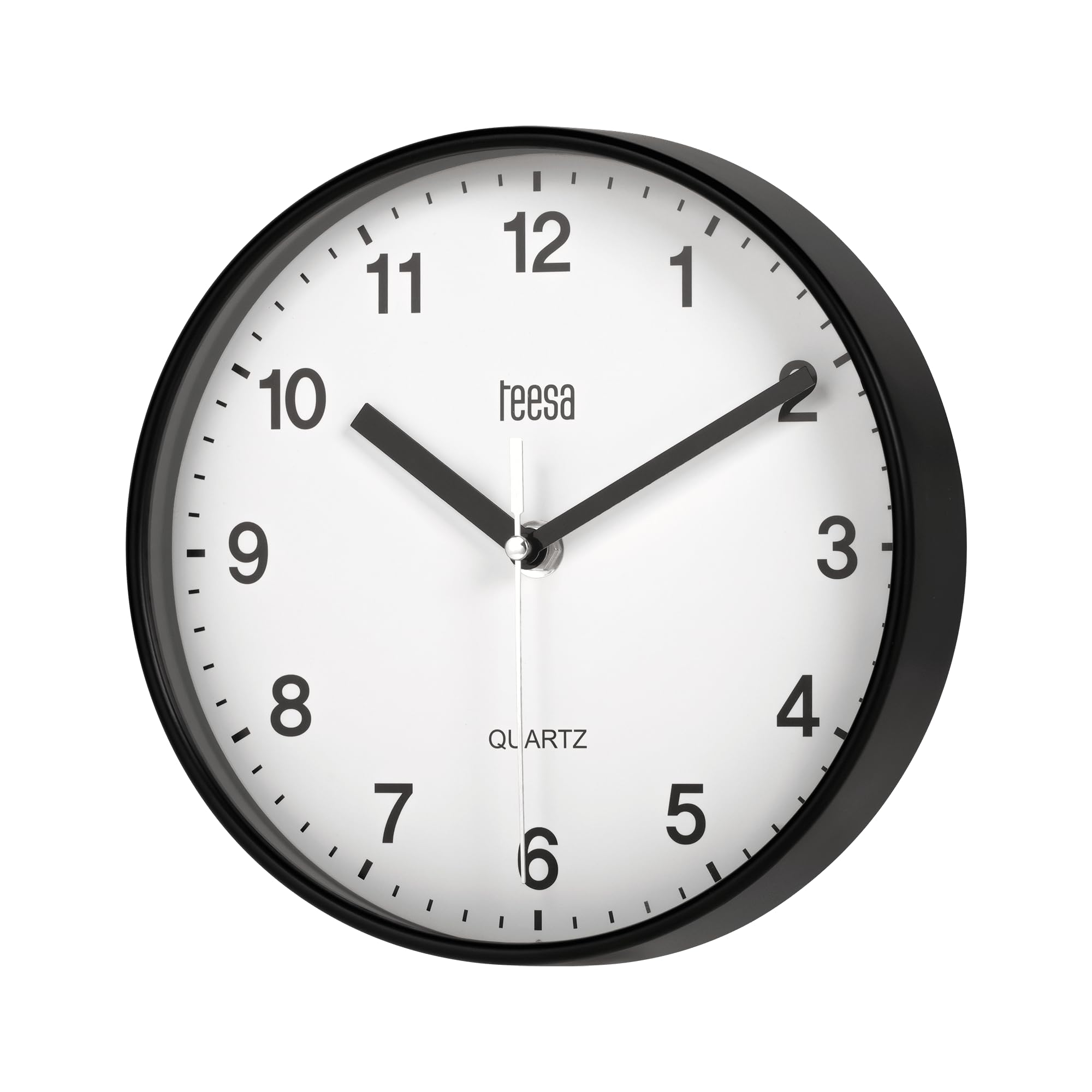 Teesa Analog Wall Clock - 20 cm Diameter | Silent Movement | Black Plastic 1