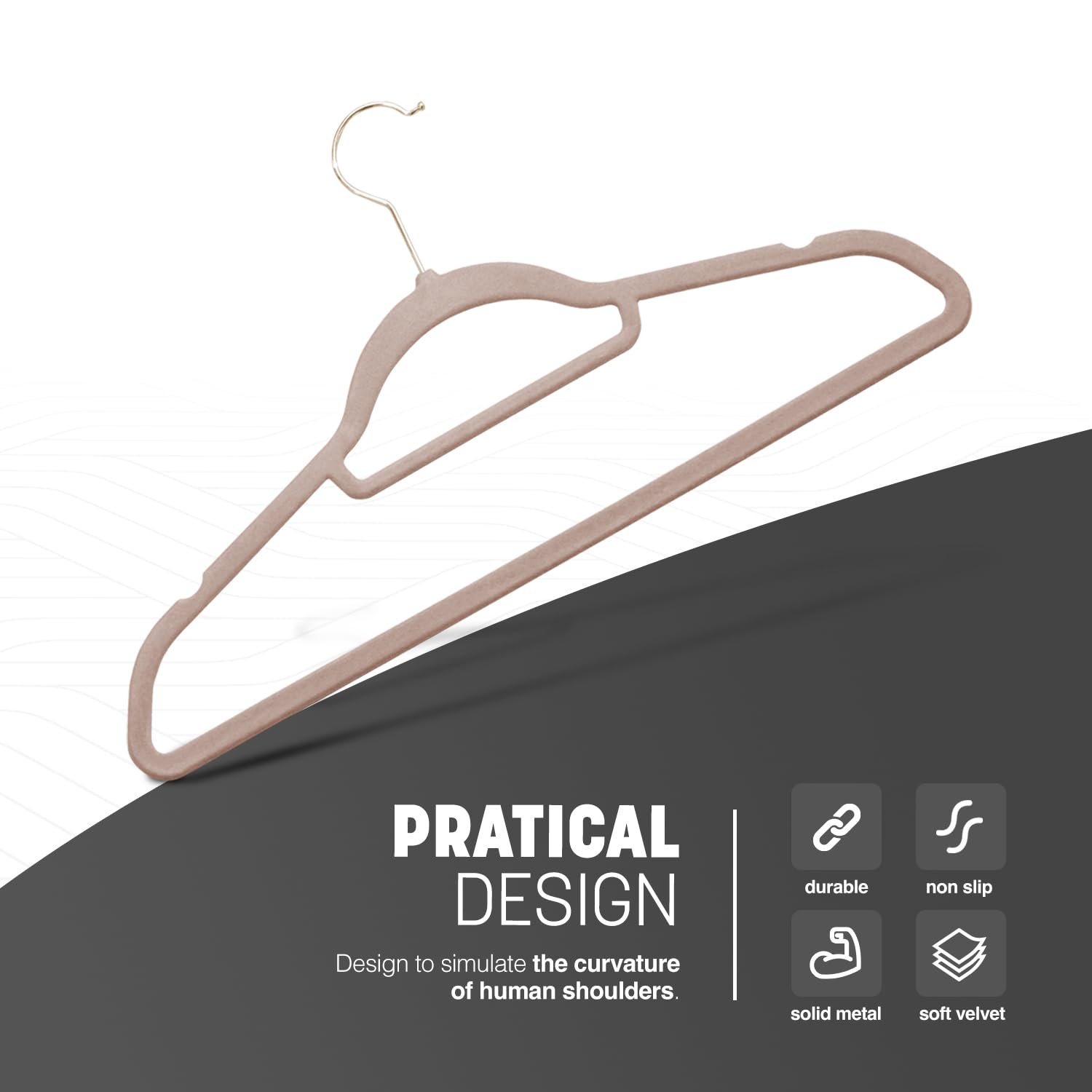 KEPLIN Velvet Non-Slip Hangers - 30 Pack, Blush Pink, Space Saving with Tie Bar 3