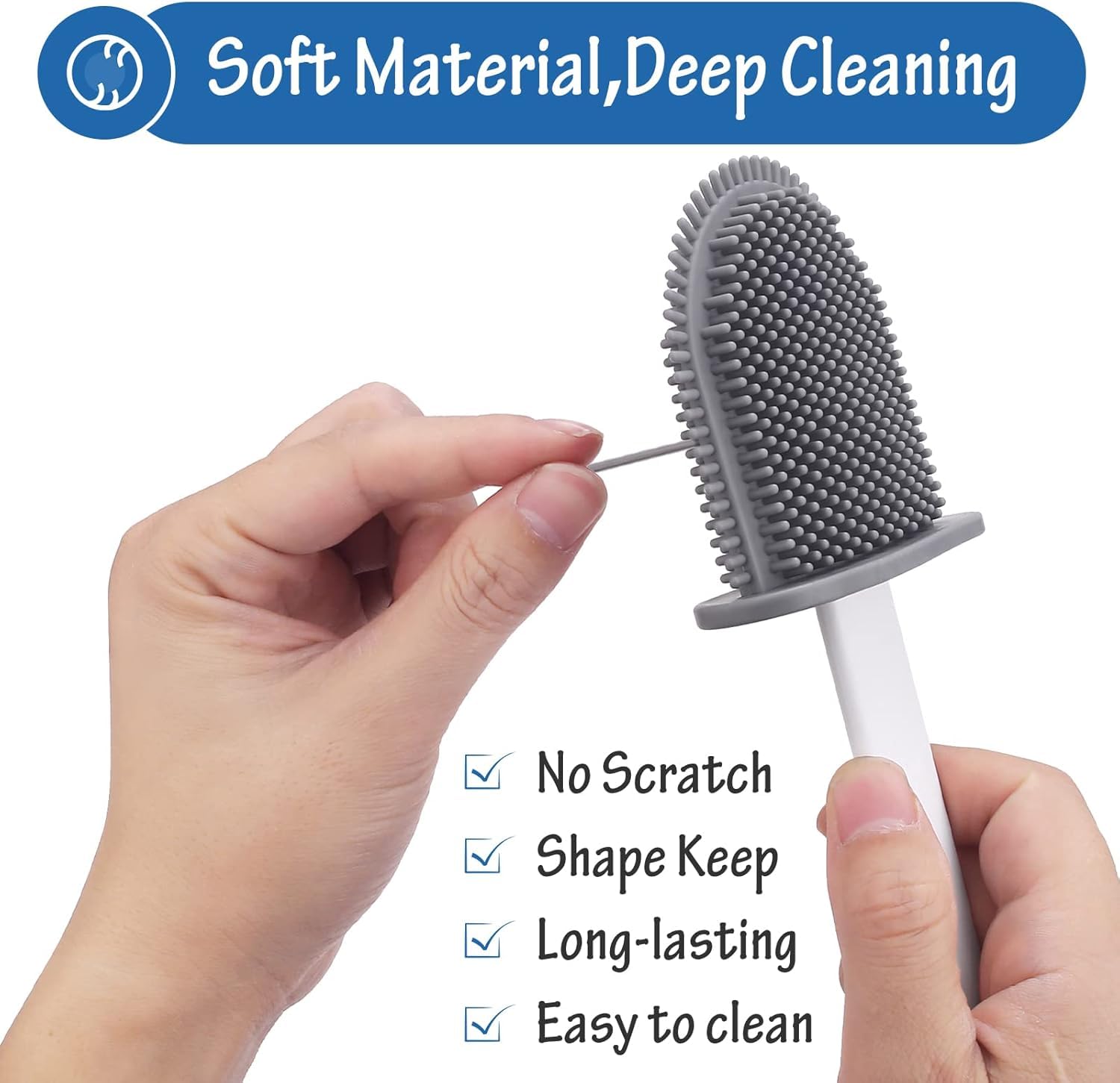 Rainberg Silicone Toilet Brush and Holder Set - 2 Pack | Wall Mountable | Anti-Drip 5