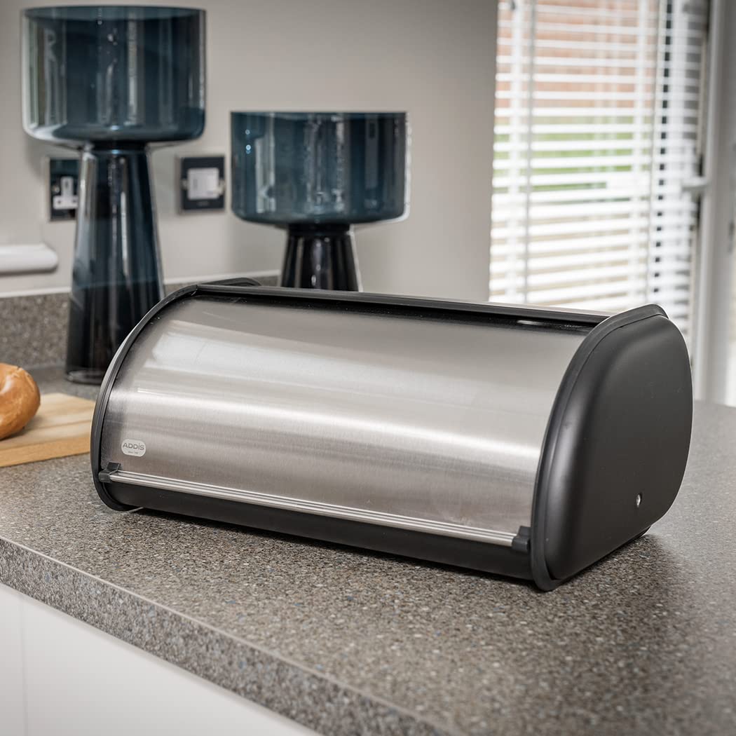 Addis Stainless Steel Bread Bin - 22L Capacity | Fingerprint Resistant | Rolling Lid 5