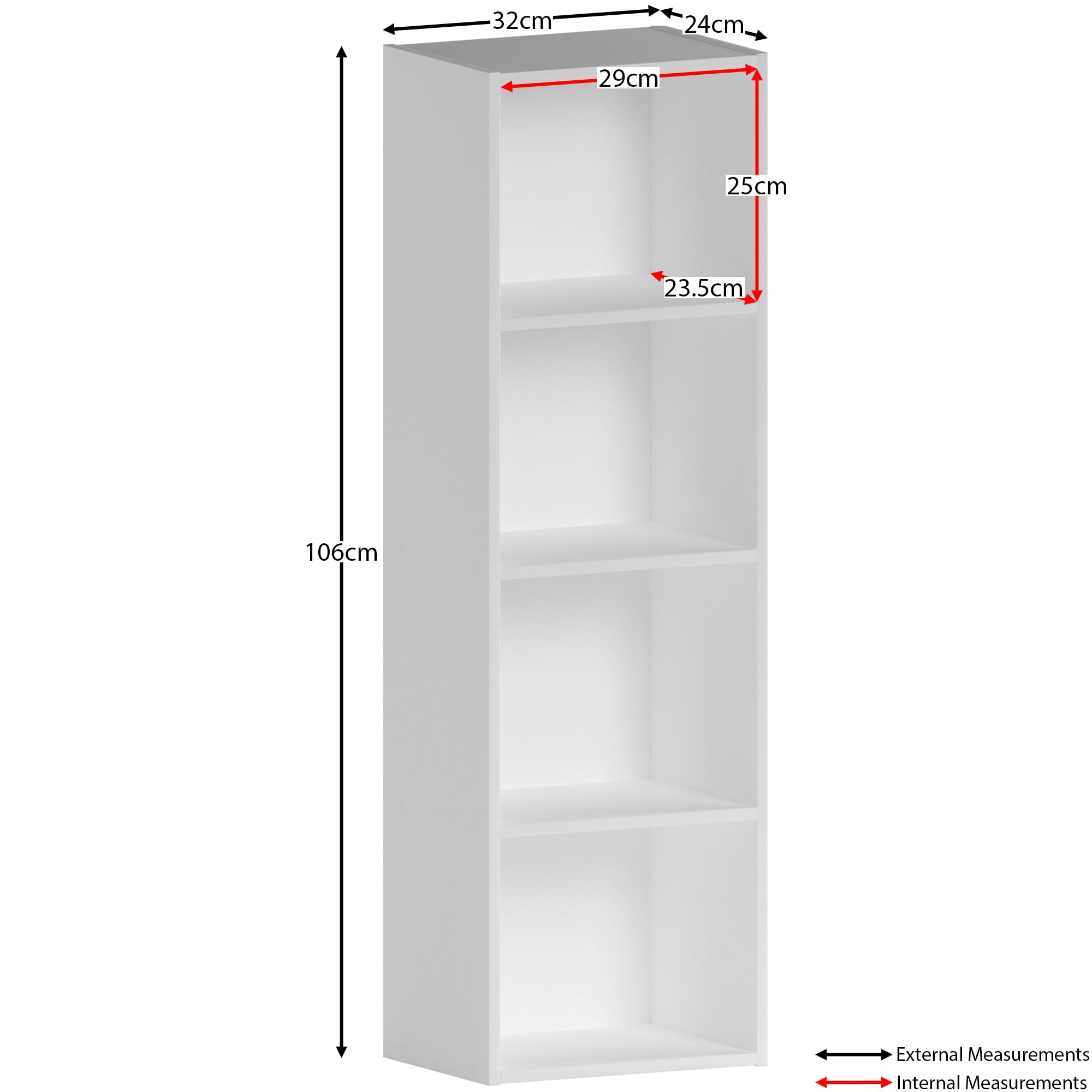 Vida Designs Oxford 4 Tier Cube Bookcase - White Wooden Shelving | H 106 x W 32 x D 24 Cm | Max Load 50kg 3