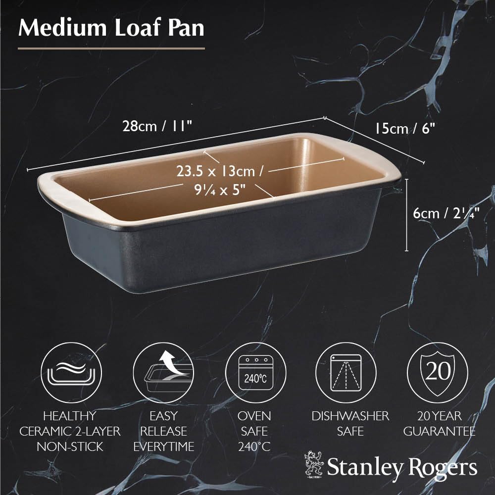 Stanley Rogers Ceramabake Healthy Non-Stick Ceramic Medium Loaf Pan | 23.5x13x6cm | Carbon Steel 4