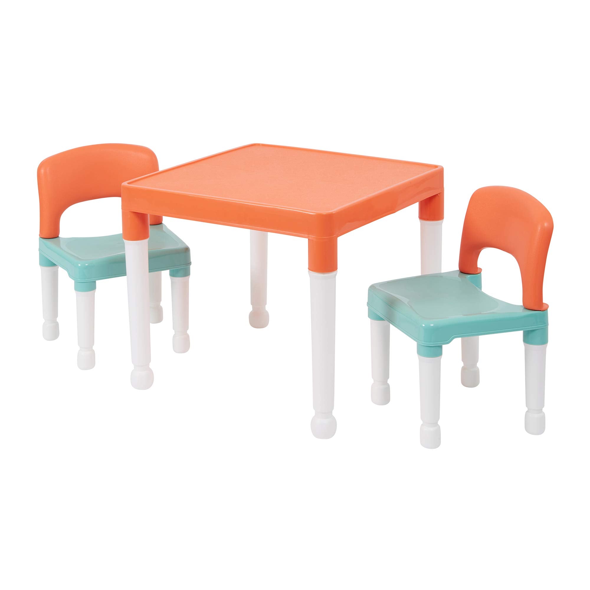 Liberty House Toys Children's Table and Two Chair Set - Green Orange White | Plastic | Ages 2+ 1