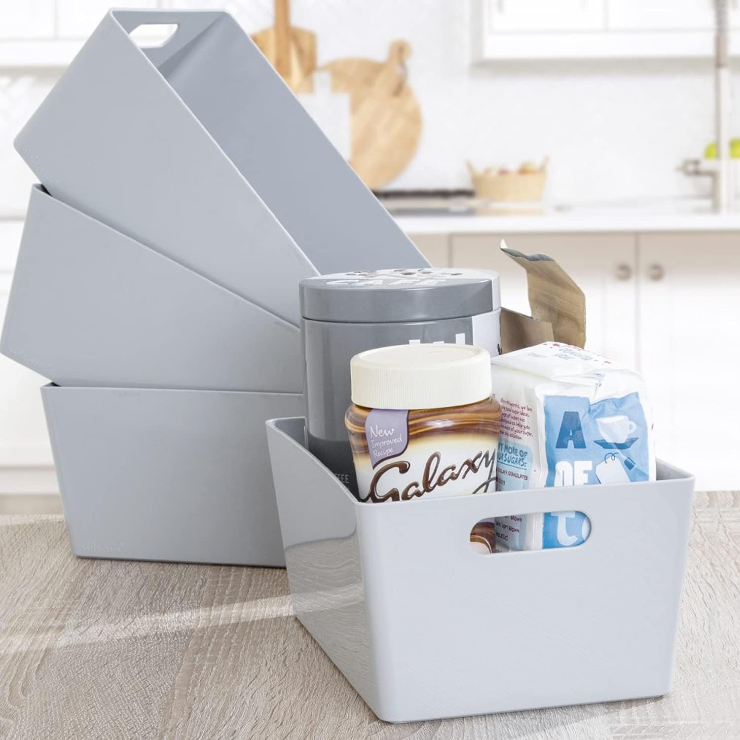 Niftii 5-Pack Plastic Shelf Baskets with Sturdy Handles | 3.9L Capacity | Grey 8