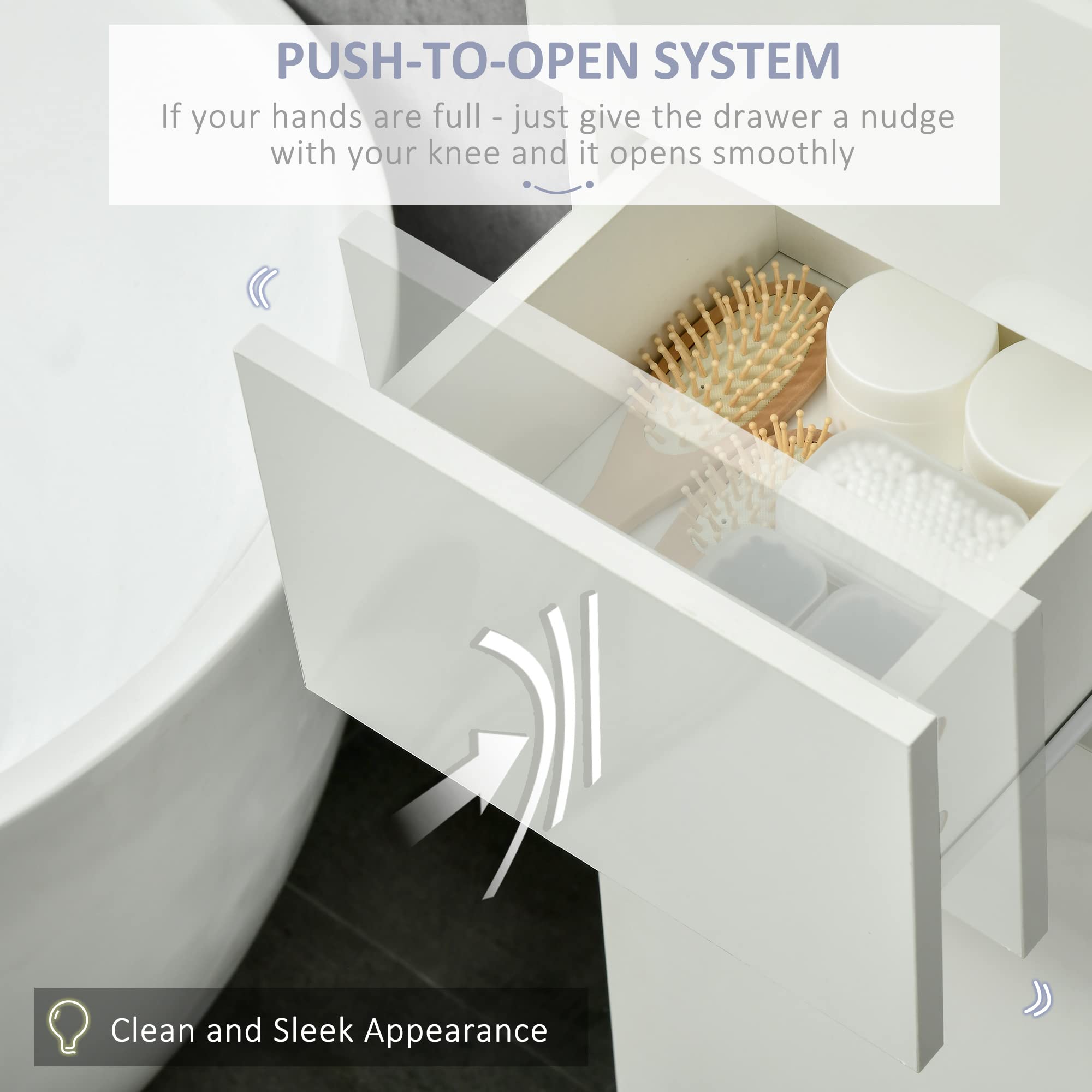 kleankin Tall Bathroom Cabinet - High Gloss Storage | Adjustable Shelves | 170H x 30W x 28Dcm 7
