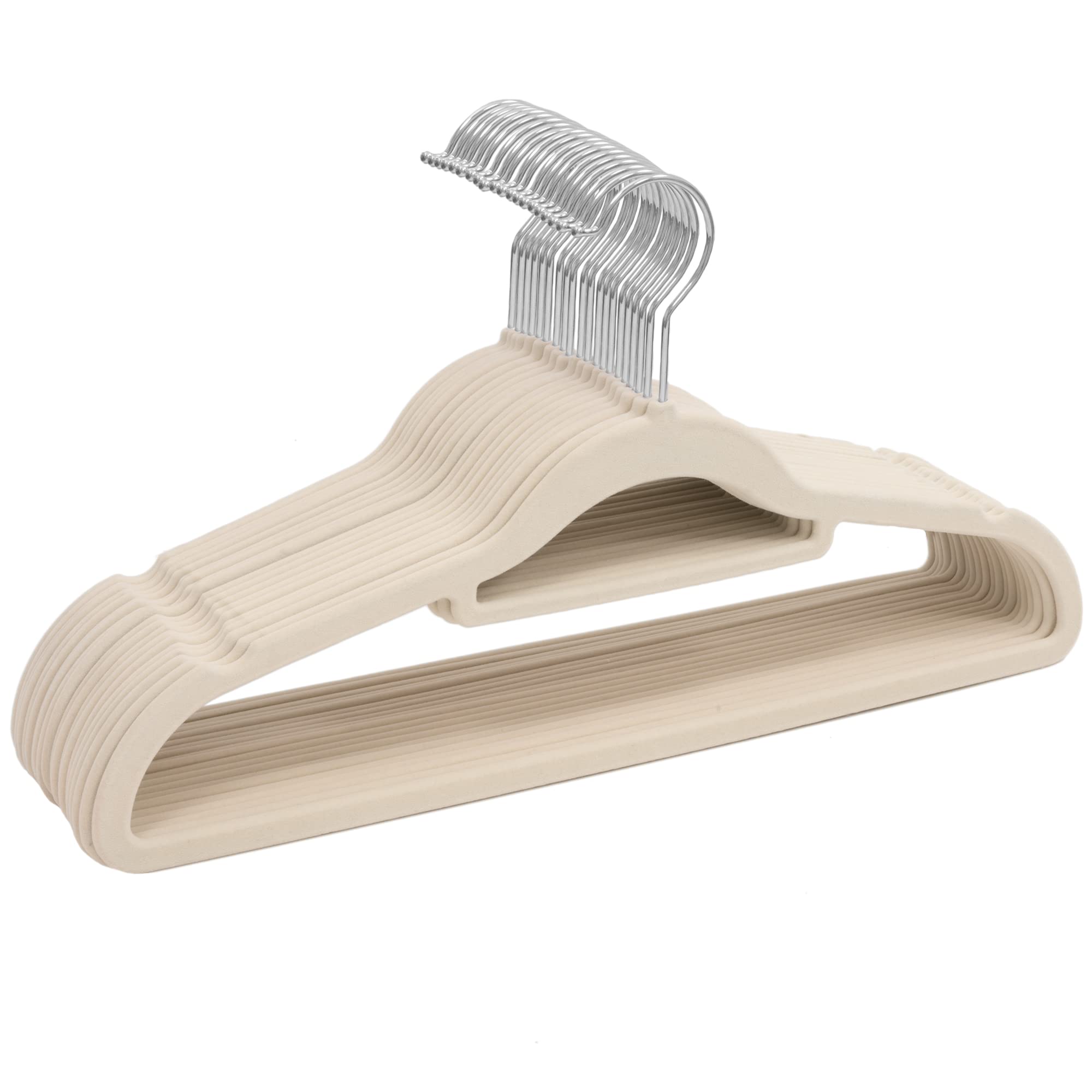 Sasha Morel Velvet Coat Hangers - 20 Pack, Space Saving Slim Design, Anti-Slip, Cream 8