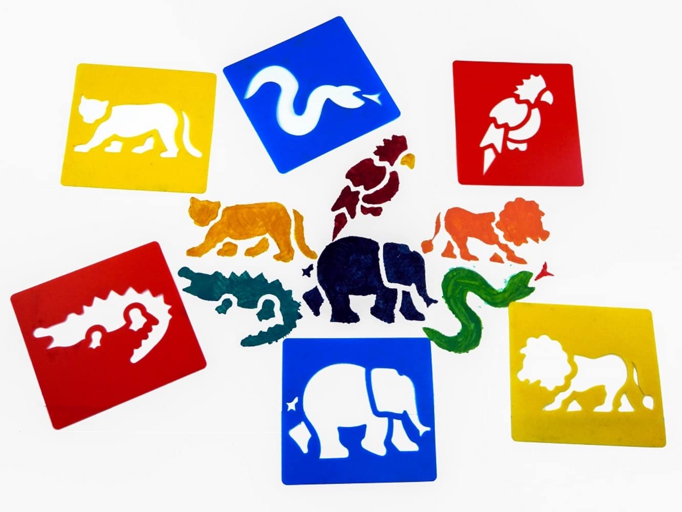 Craftplay Washable Plastic Stencils - Jungle Animals Theme | Pack of 6 | 15cm x 14.5cm