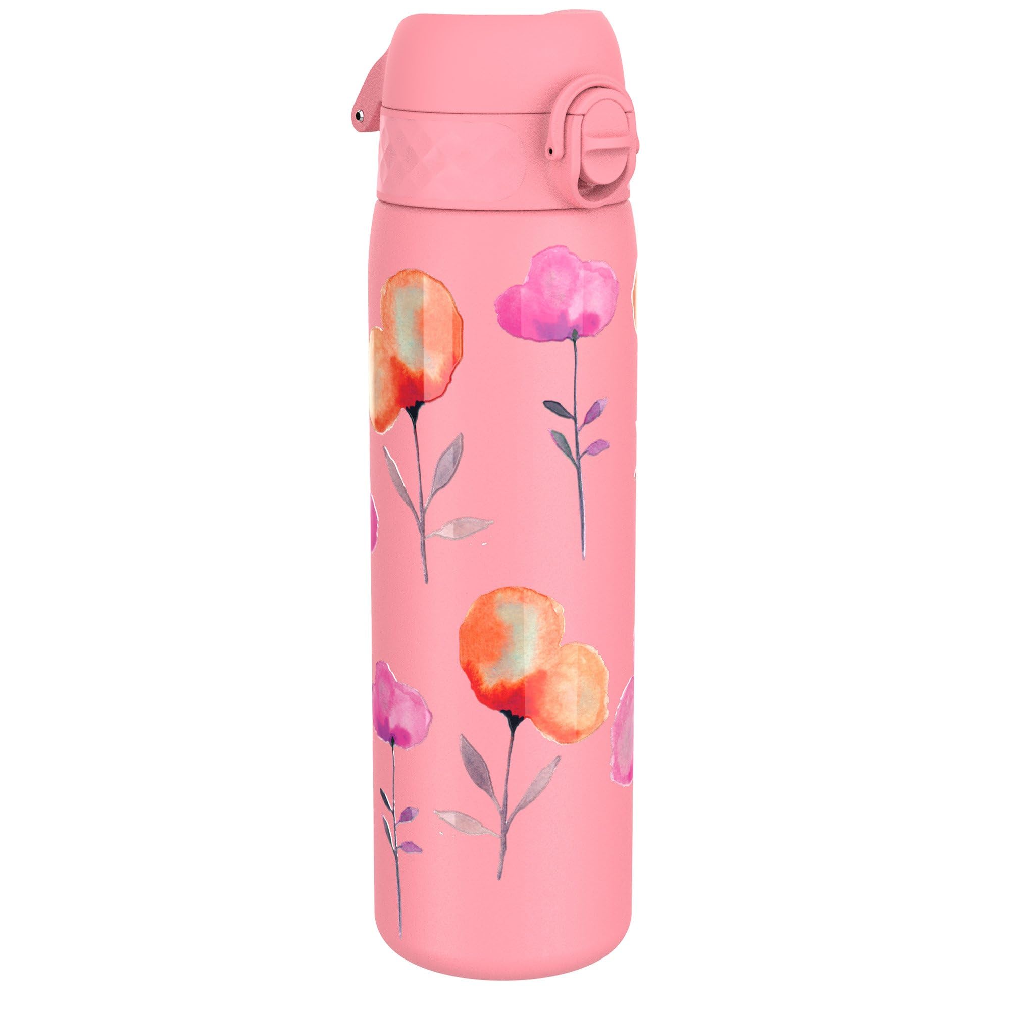 Ion8 Steel Water Bottle - 600 ml | Leak Proof | Flip Top | Flowers