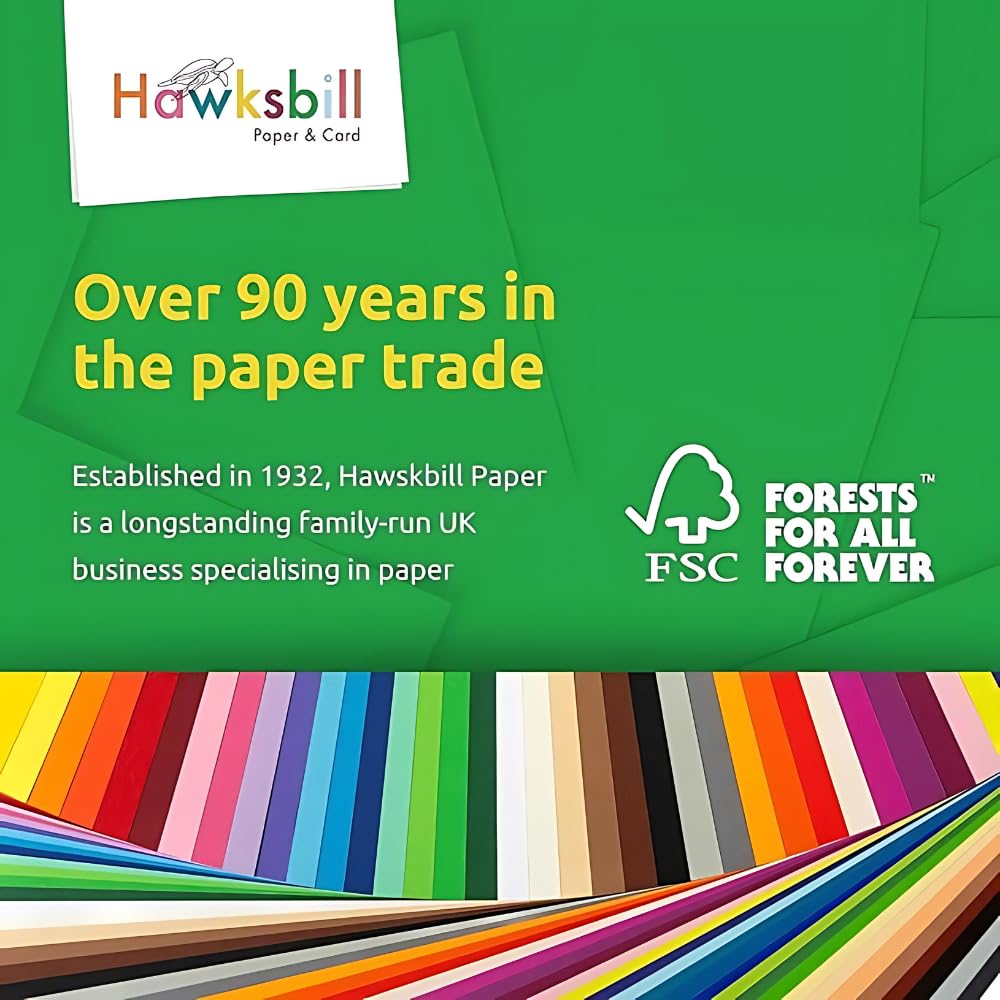 Hawksbill 225GSM A3 Pastel Card Stock - 25 Pack Premium Bright Cardstock for Crafts 9