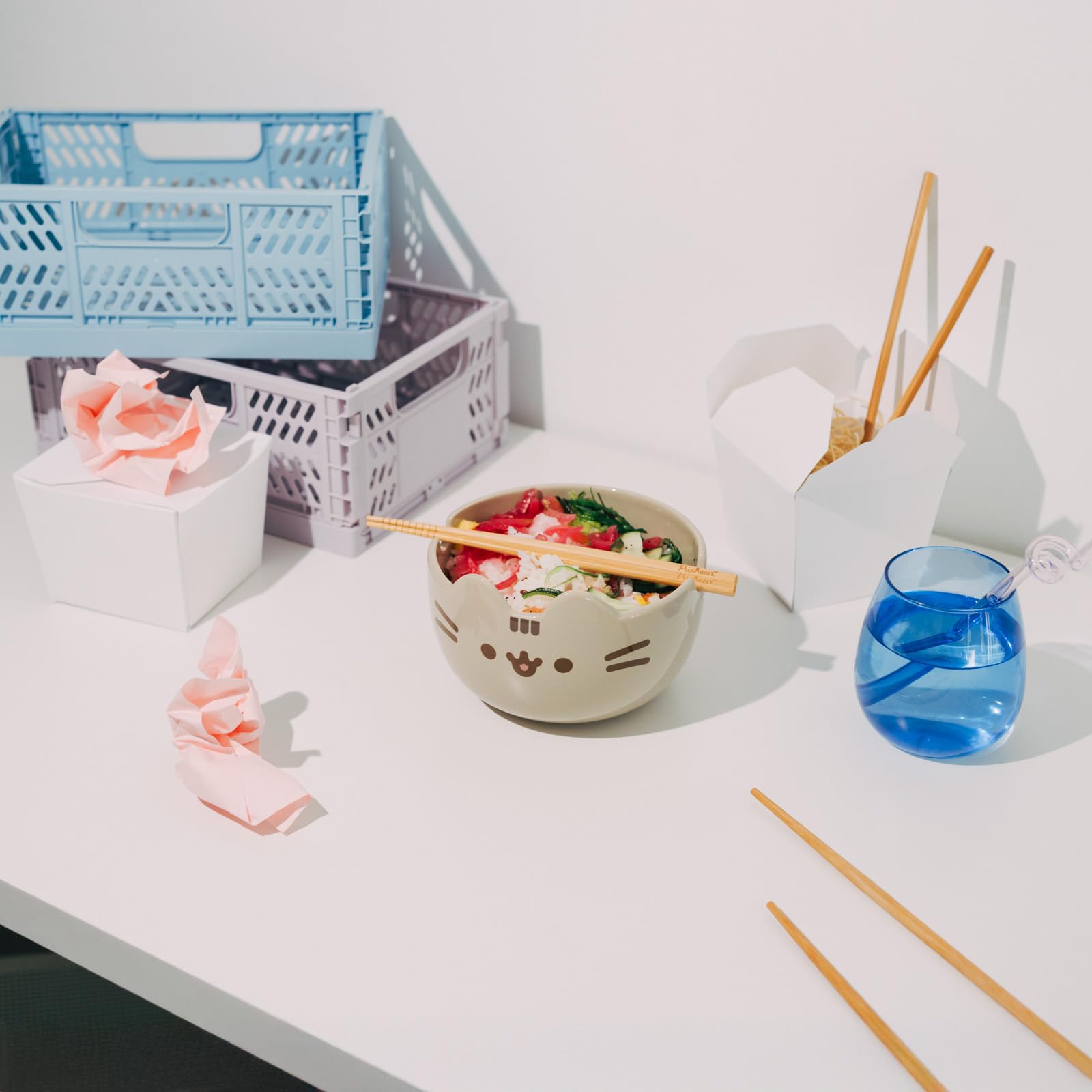 Grupo Erik Pusheen Ramen Bowl Set with Chopsticks | 900 ml Capacity | Microwave & Dishwasher Safe 5