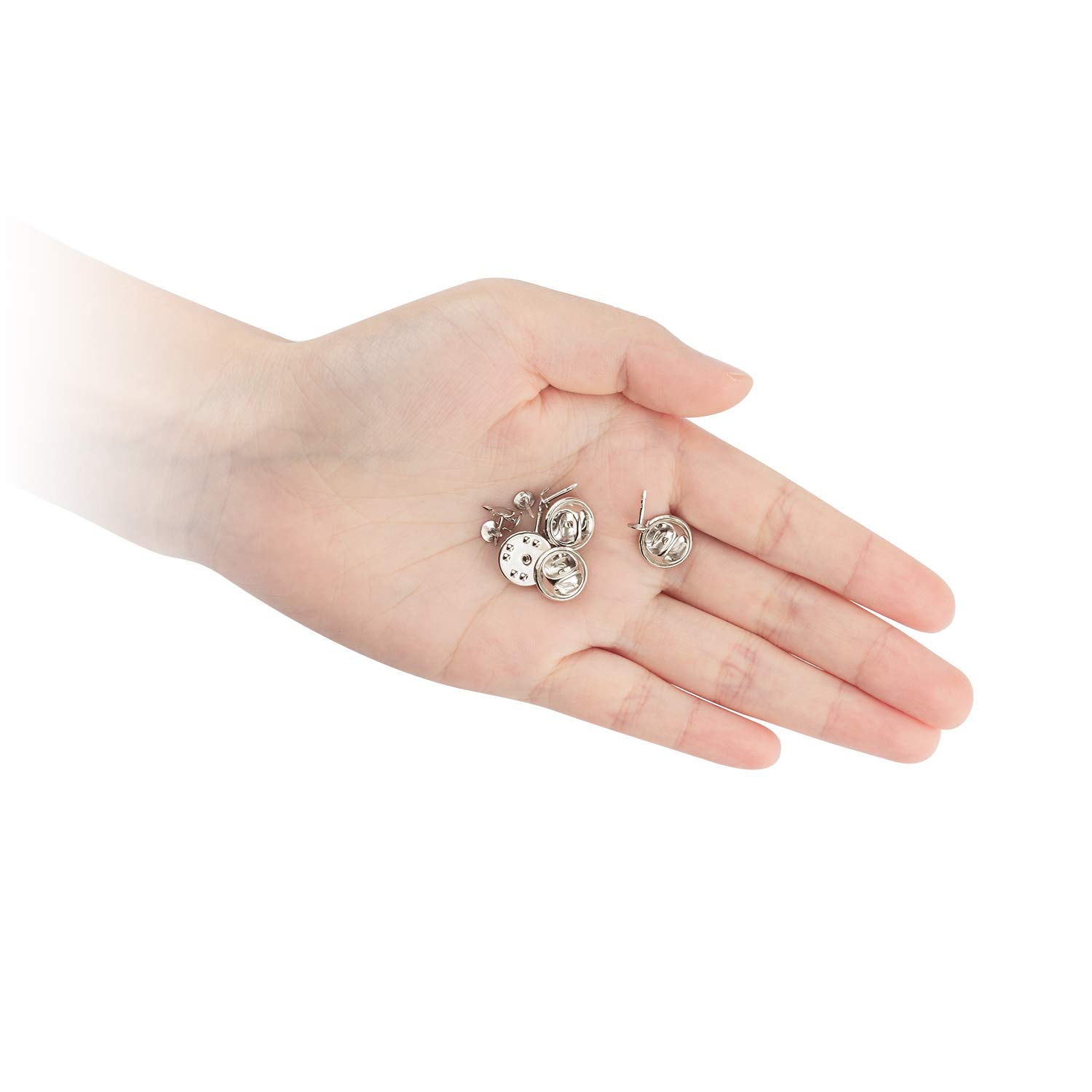 ASelected 100 Pairs Metal Butterfly Clutch Pin Backs - Rust-Proof Lapel Badge Fasteners | Silver 6
