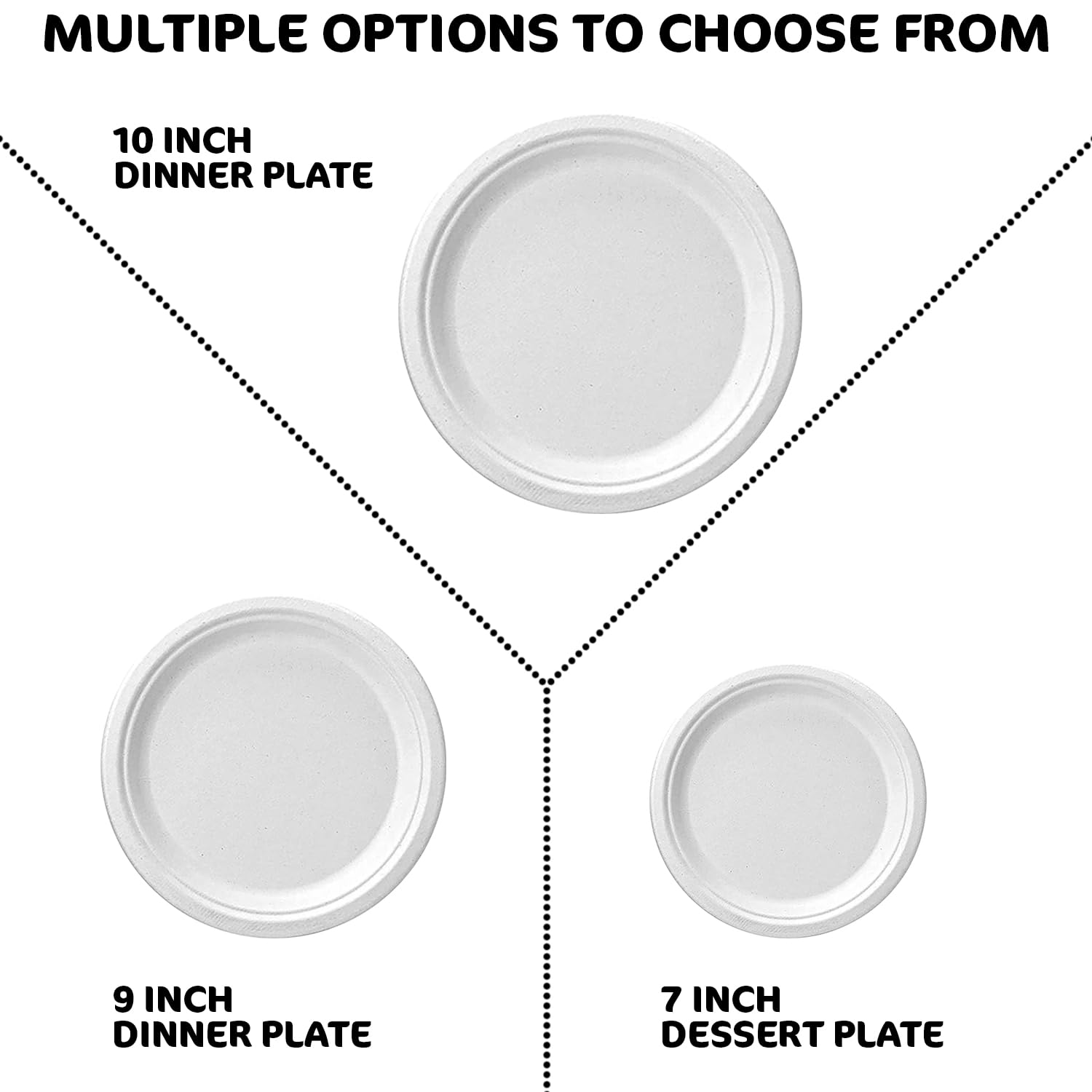 iSOUL Heavy Duty Bagasse Disposable Paper Plates - 10 Inch Compostable & Microwave Safe 7