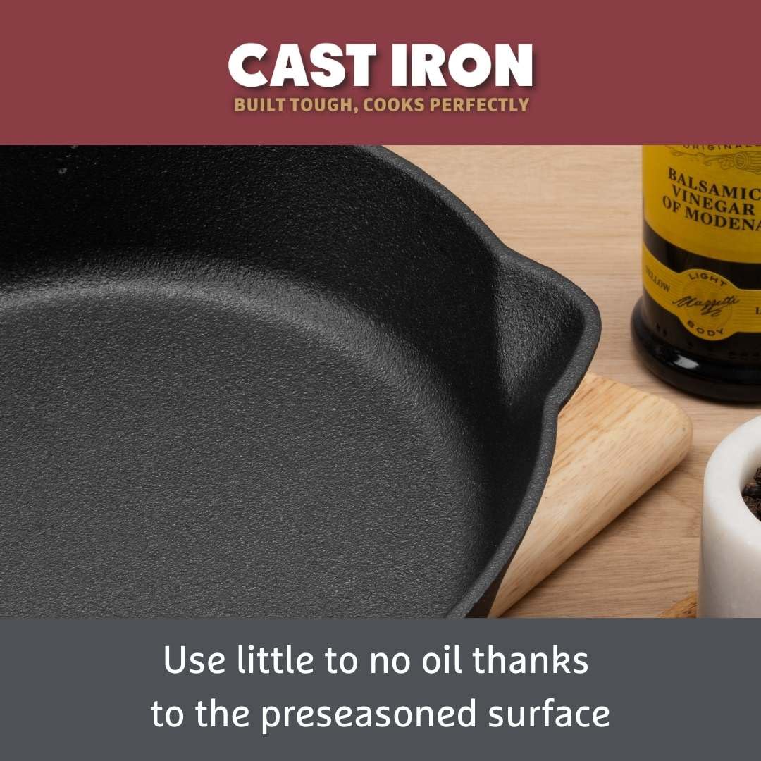 Prestige Cast Iron Frying Pan - 22 cm, Pre-Seasoned, Induction & Oven Safe 3