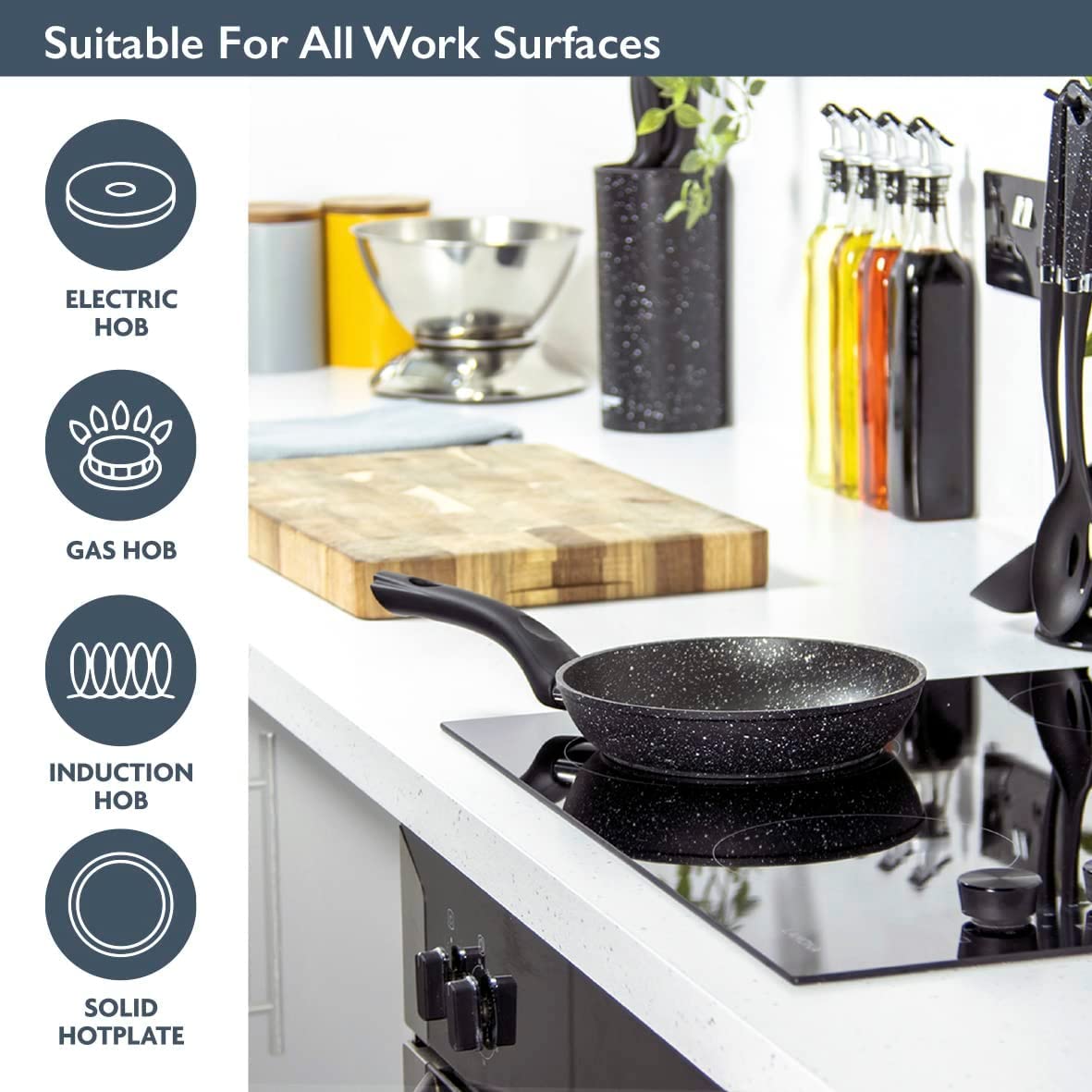 Blackmoor 20cm Non-Stick Frying Pan - Induction, Electric & Gas Hob Compatible | Aluminium 6