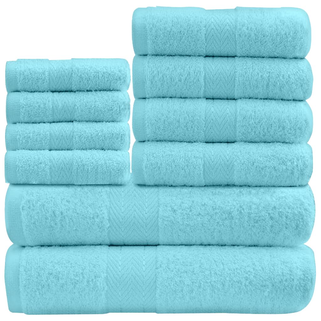 GC GAVENO CAVAILIA 10 Piece Cotton Towel Set - 450 GSM | Aqua Color | Soft Feel 1