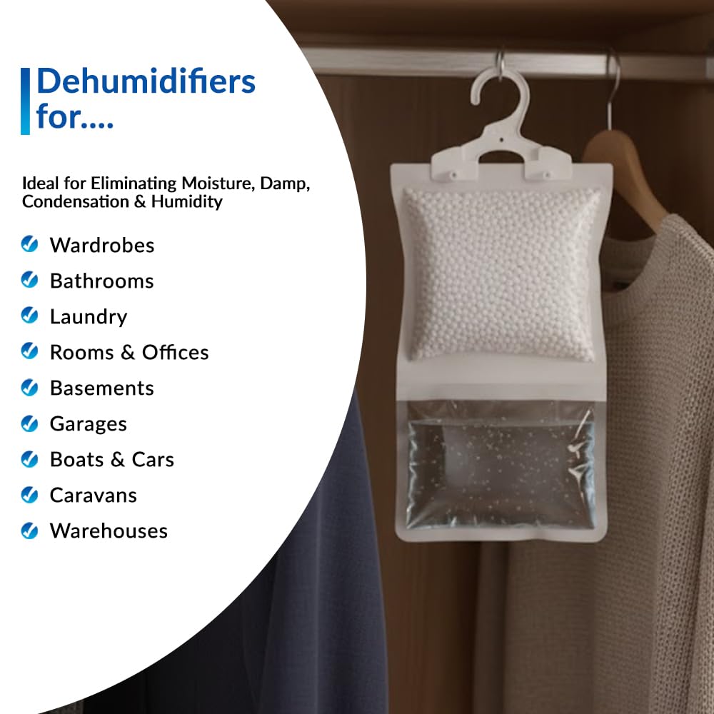 1ABOVE Hanging Wardrobe Dehumidifier - 5 Pack Condensation Remover for Rooms & Cars | Absorbs 3x Weight 5