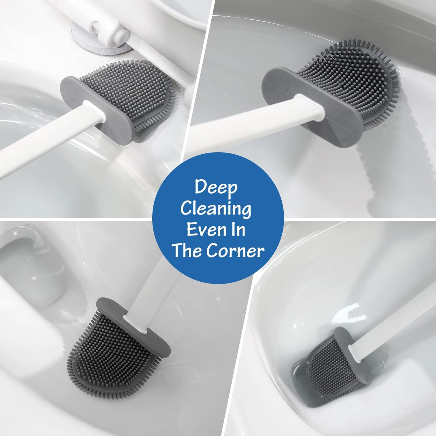 Rainberg Silicone Toilet Brush and Holder Set - 2 Pack | Wall Mountable | Anti-Drip 6