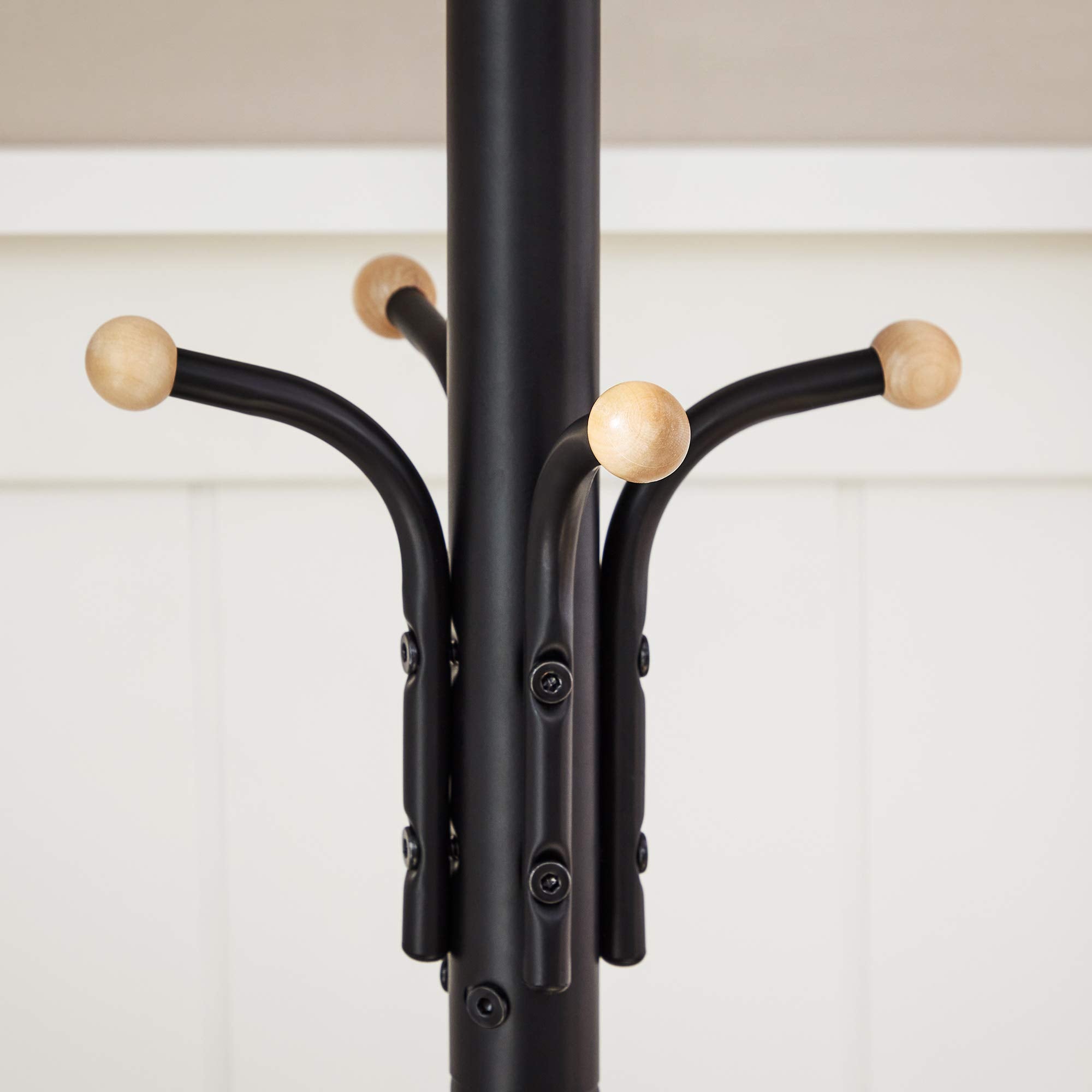 SONGMICS Metal Coat Rack Stand - Modern Tripod Style | 12 Hooks | Black Finish | 182cm Height 9