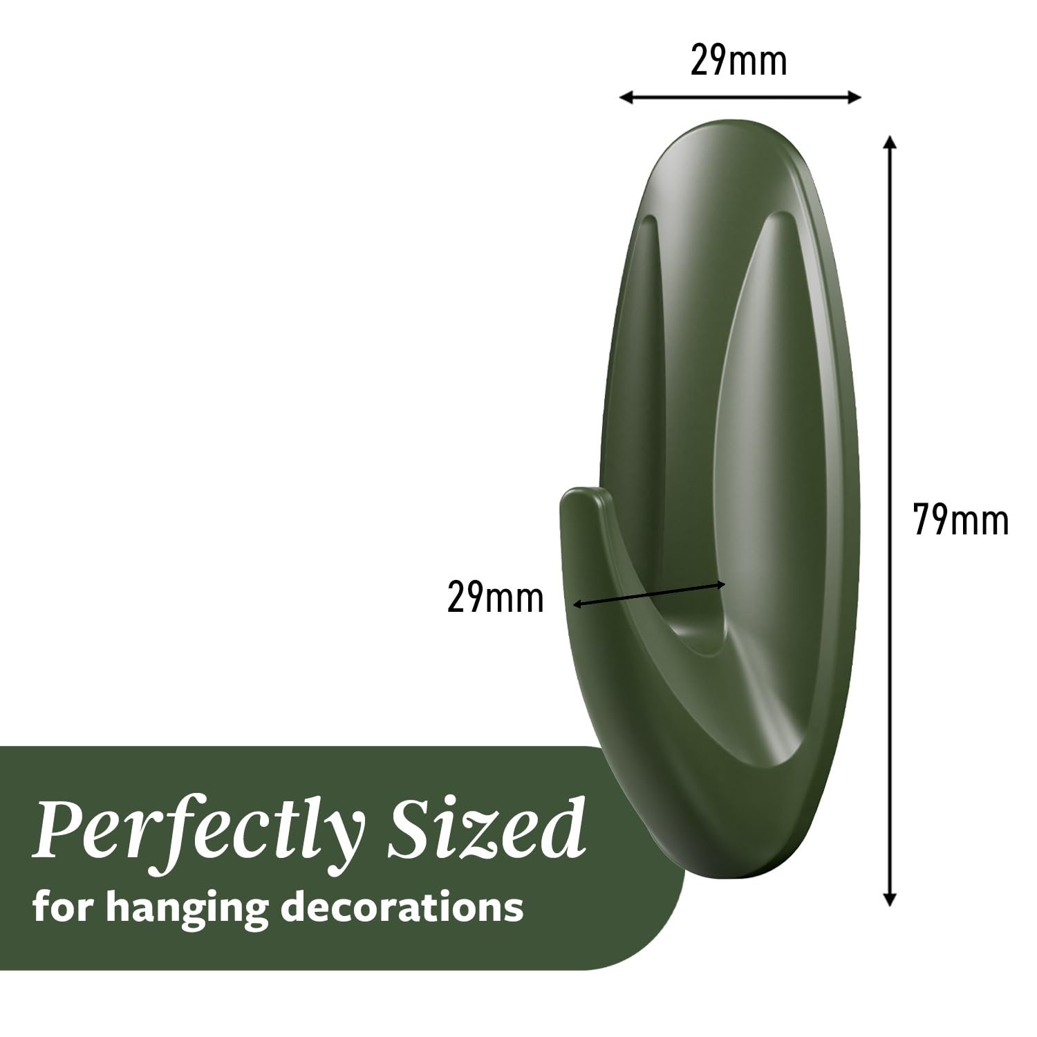 Command Medium Designer Hooks - Damage-Free Hanging | Holds 1.3kg | Rosemary Green (4 Hooks) 3