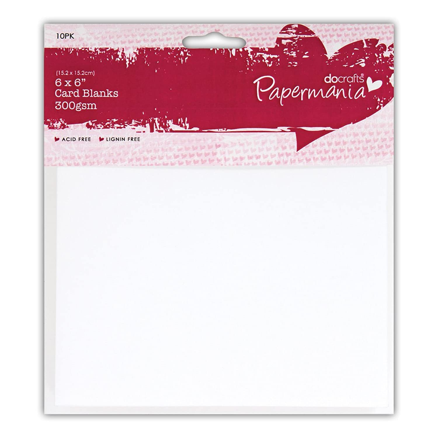 Papermania 6 x 6-inch Card Blanks and Envelopes - 300 GSM White Cardstock, Pack of 10 1
