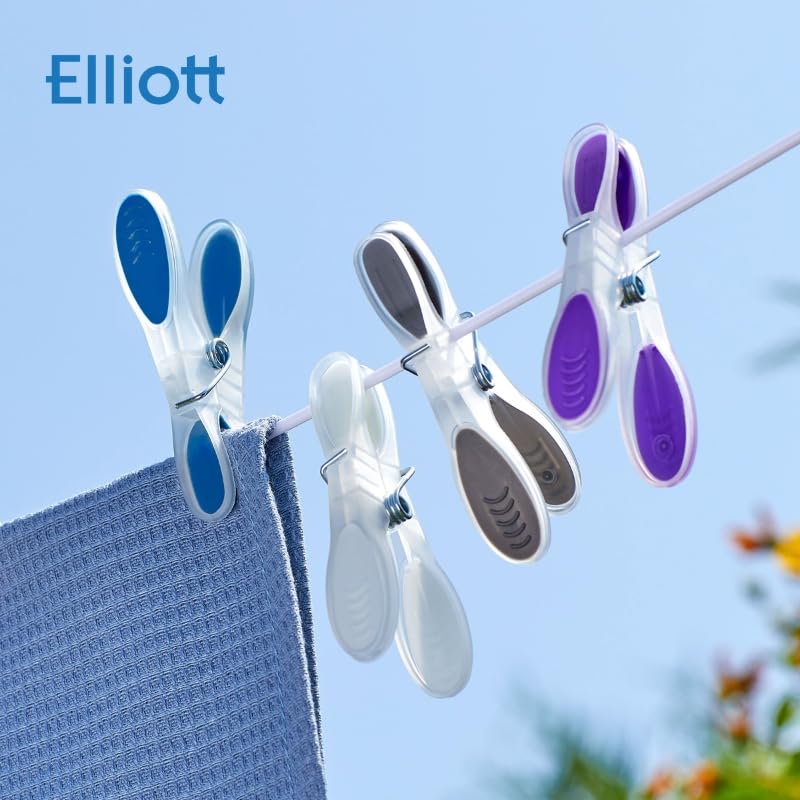 Elliott Extra Strong Soft Grip Wave Pegs - 24 Pack, Assorted Colours, BPA Free Plastic 4