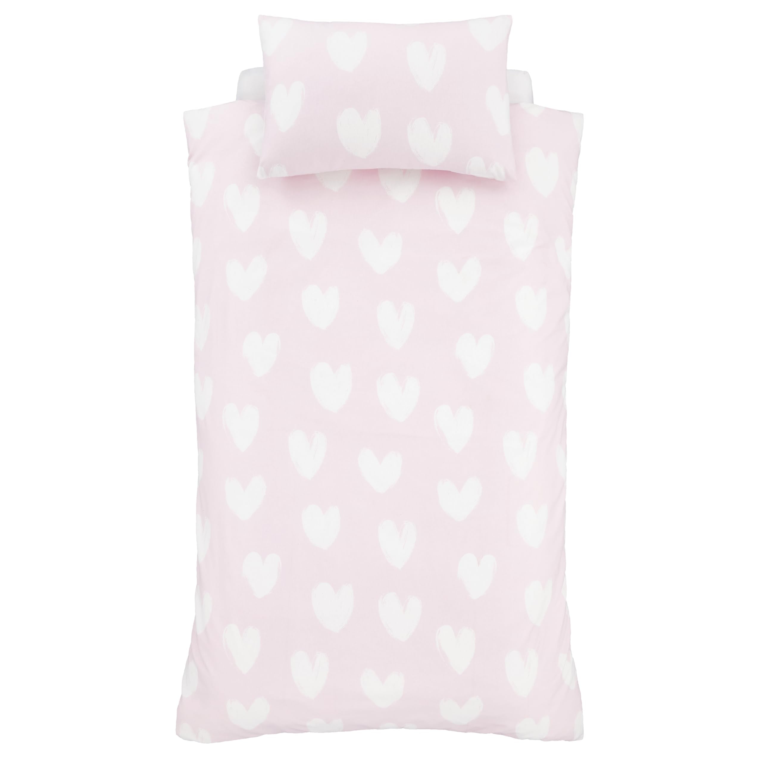 Catherine Lansfield Brushed Cotton Hearts Reversible Junior Duvet Cover Set | Pink | 100% Cotton 5